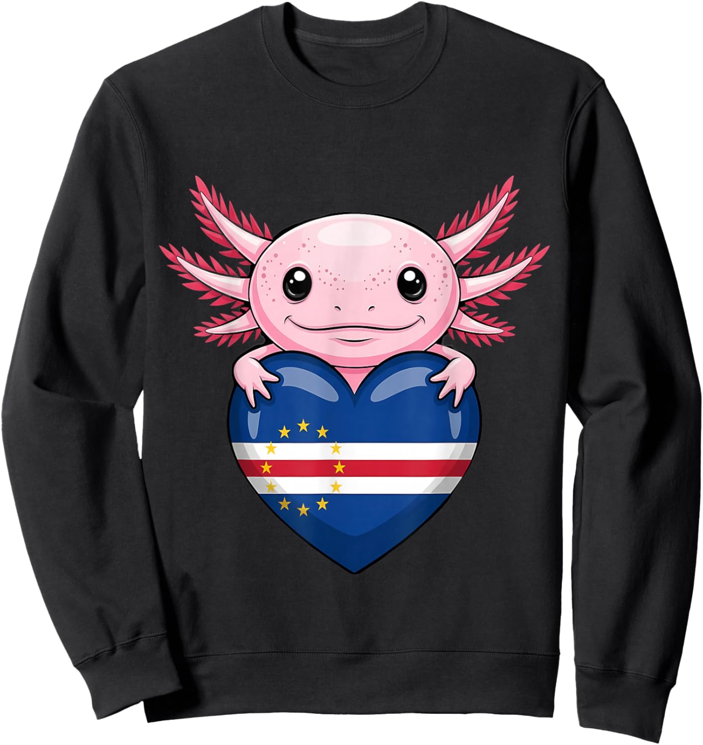 Cape Verde Roots Axolotl Cabo Verde Cape Verdean Flag Sweatshirt - Sweatshirt | Black