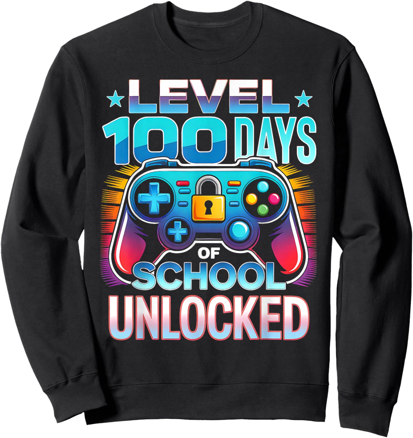 Level 100 Days of School Unlocked 100th Day of School Boys Sweatshirt - Sweatshirt | Black