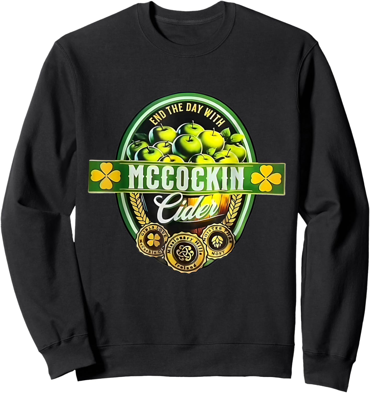 Vintage Maccockin Cider Funny St Patrick's Day Sweatshirt - Sweatshirt | Black