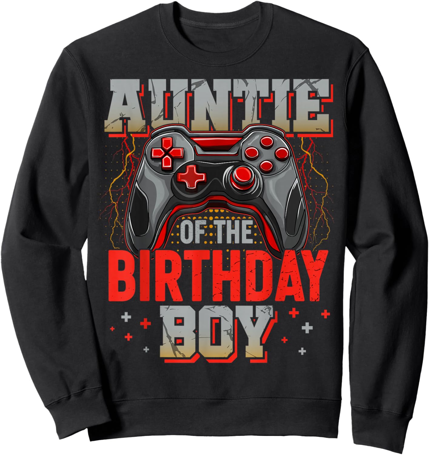 Auntie of The Birthday Boy Video Gamer Matching Birthday Sweatshirt - Sweatshirt | Black