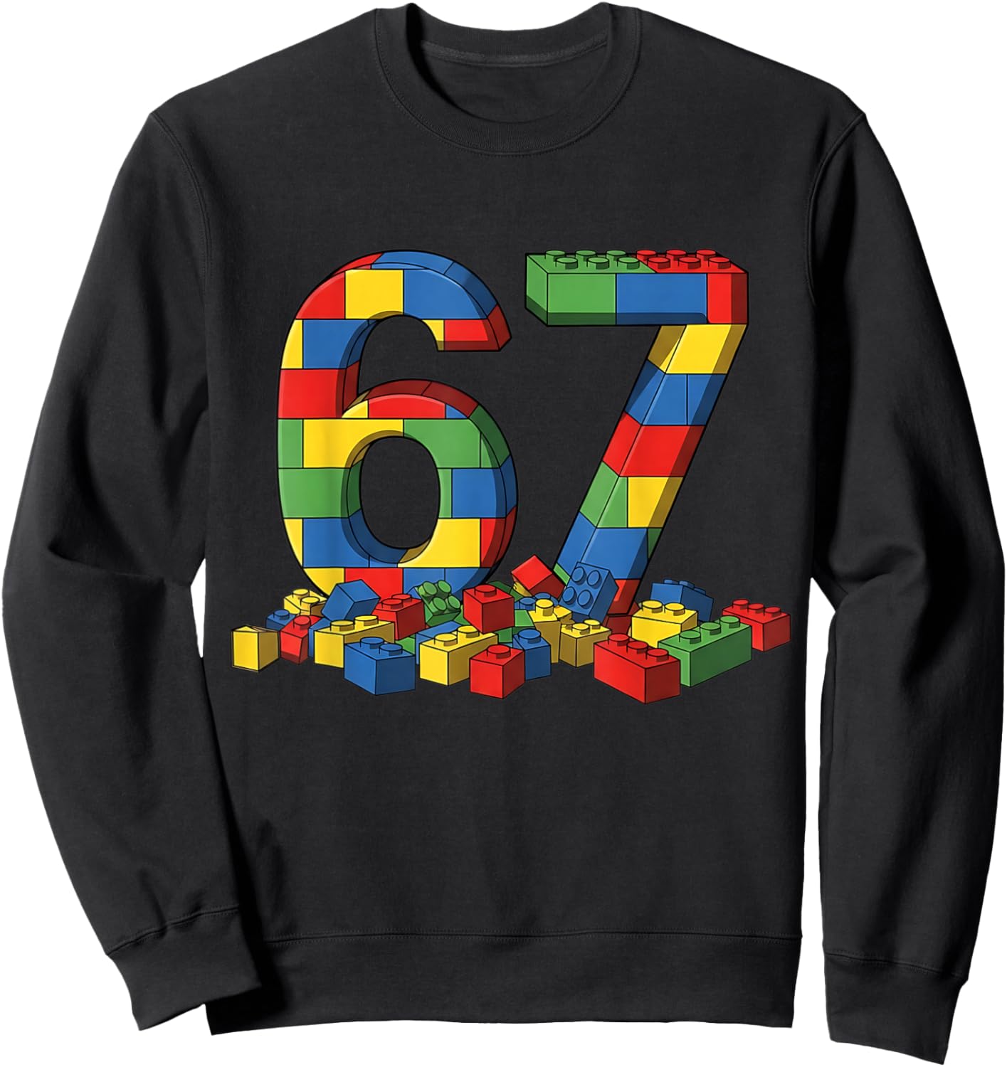 Number 67 Six Seven Meme Sixty-Seven Gen Alpha Birthday Sweatshirt - Sweatshirt | Black