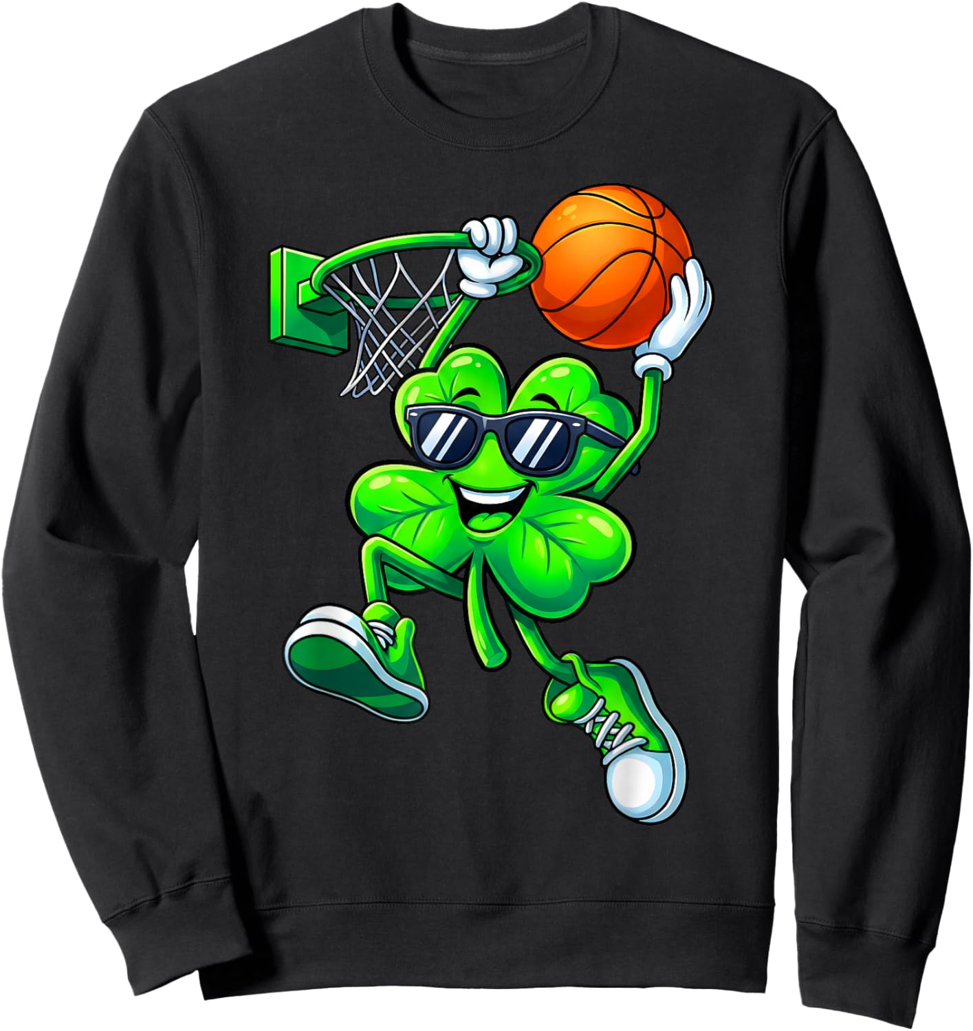 Shamrock Basketball Irish St Patricks Men Boy Kid Apparel Sweatshirt - Sweatshirt | Black