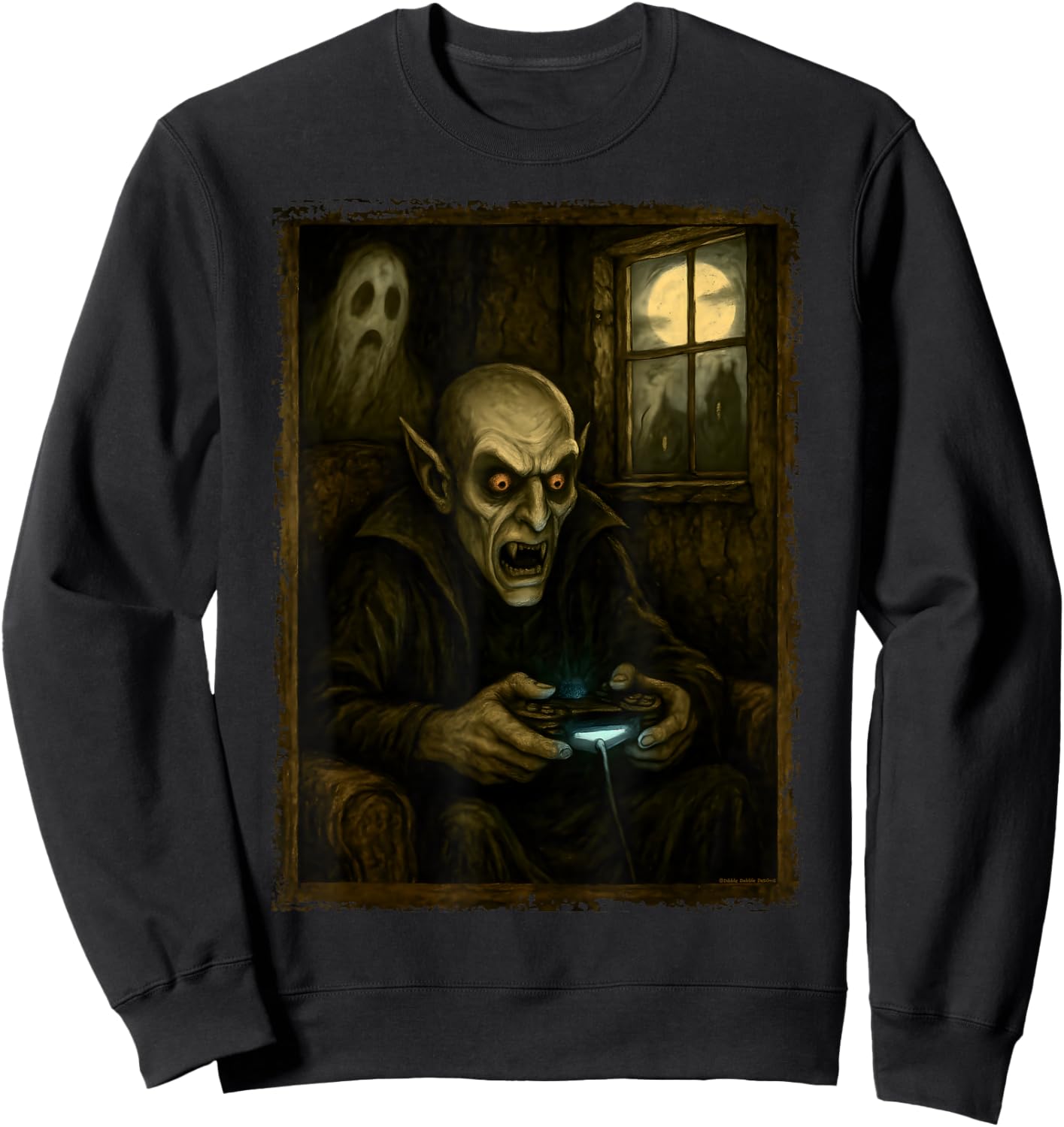Scary Gaming Monster Style Halloween Gamer Sweatshirt - Sweatshirt | Black