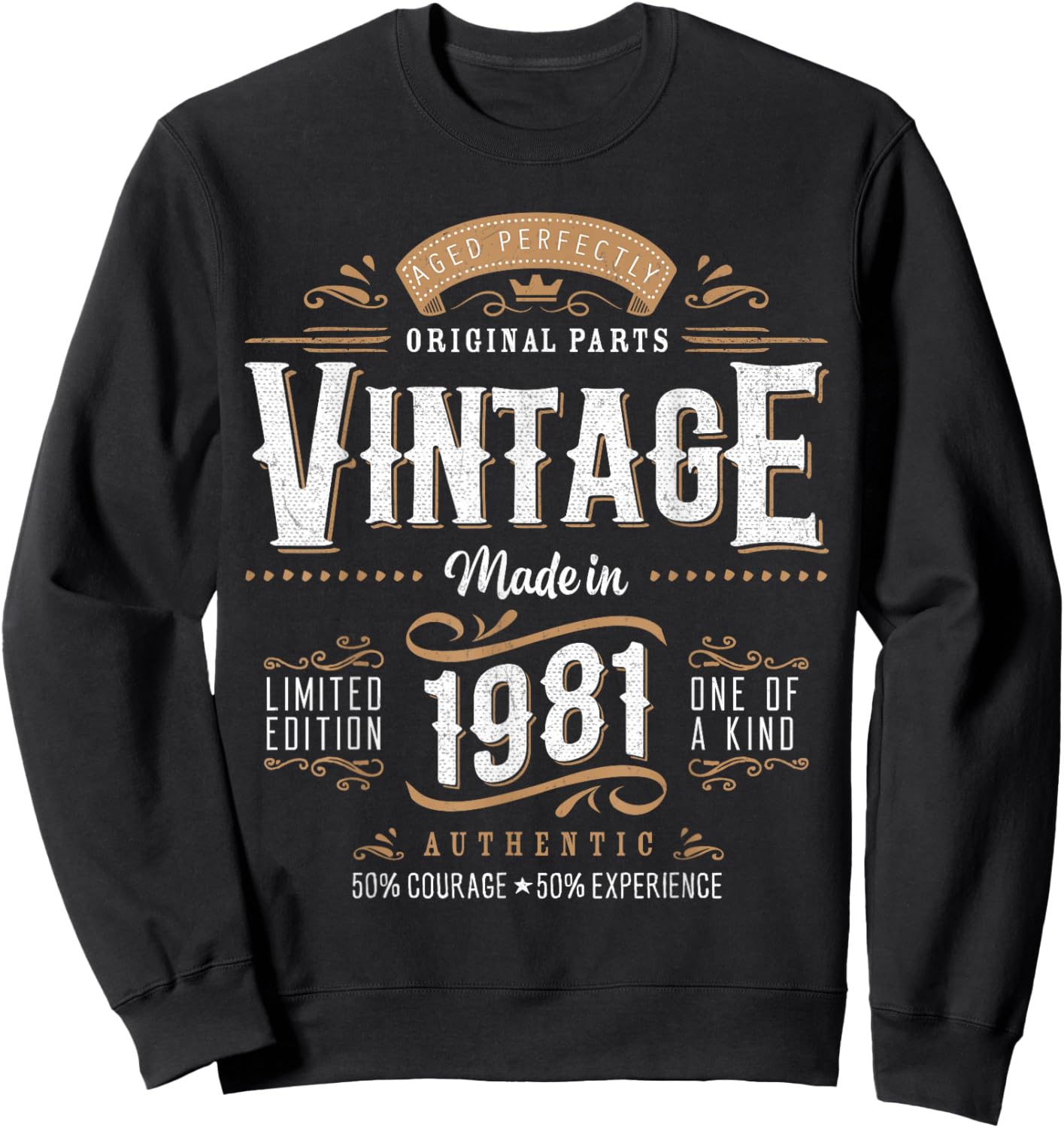 Vintage 1981 Dual Sided 45th Birthday 45 Years Old Sweatshirt - Sweatshirt | Black