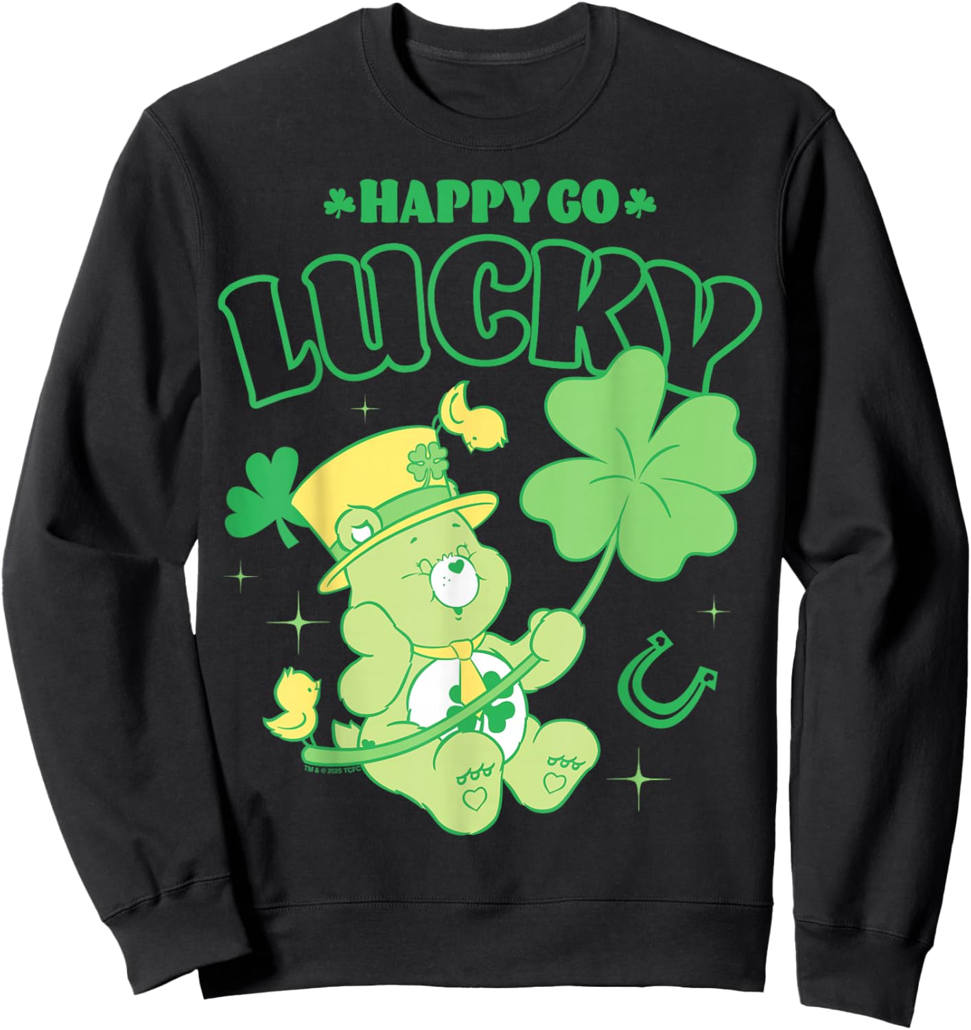 Care Bears St. Patrick's Day Lucky Bear Big Clover Portrait Sweatshirt - Sweatshirt | Black