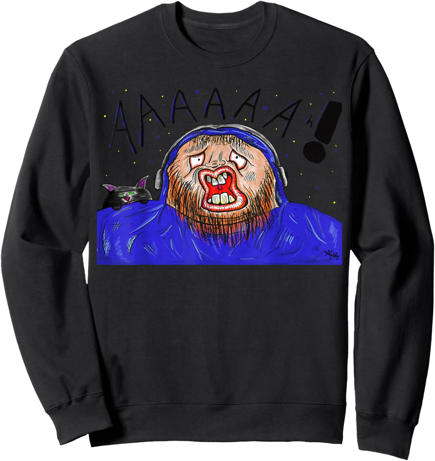 Gamer with and Kitty Sweatshirt - Sweatshirt | Black