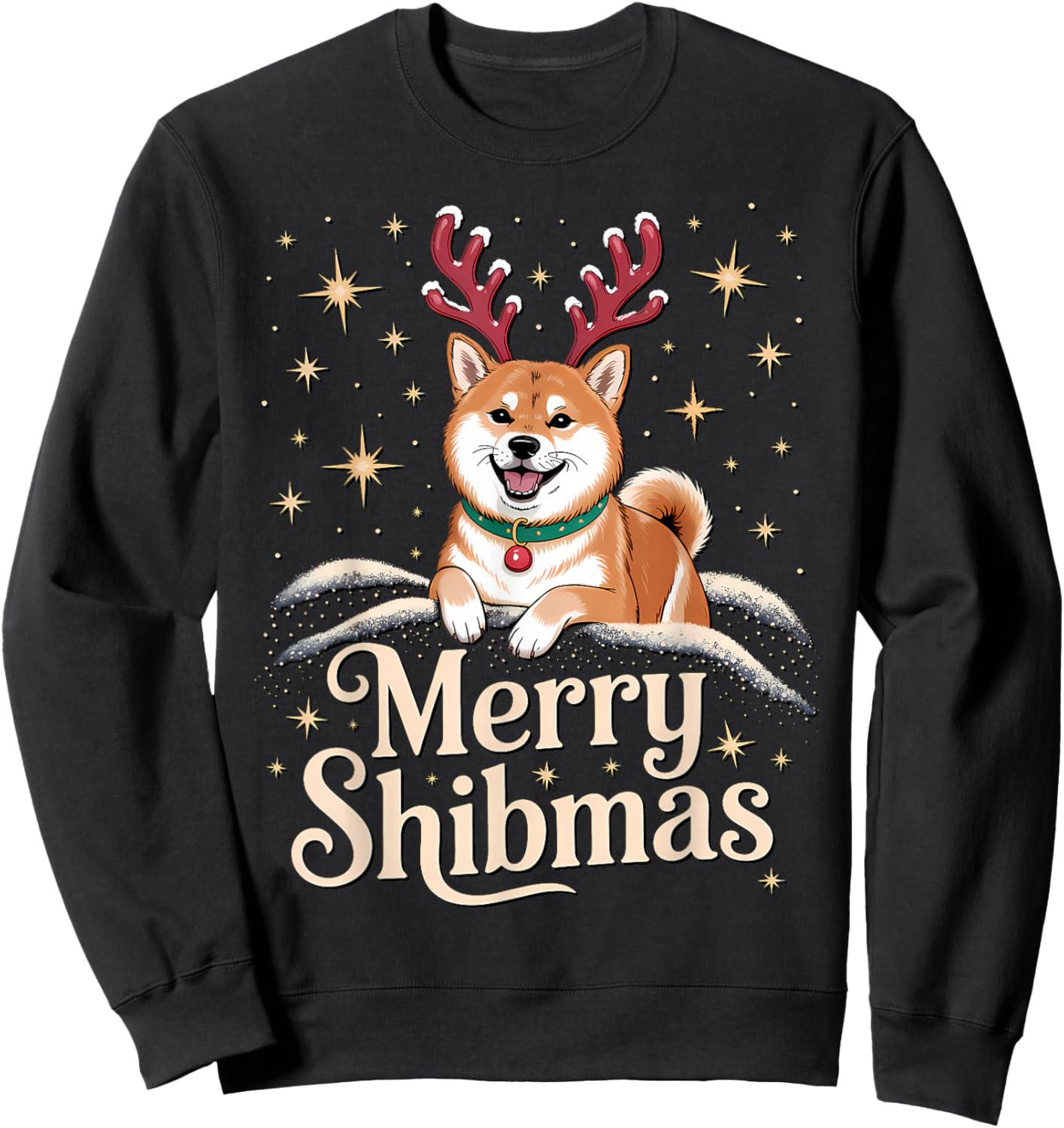 Merry Shibmas – Funny Shiba Inu Christmas Sweatshirt - Sweatshirt | Black