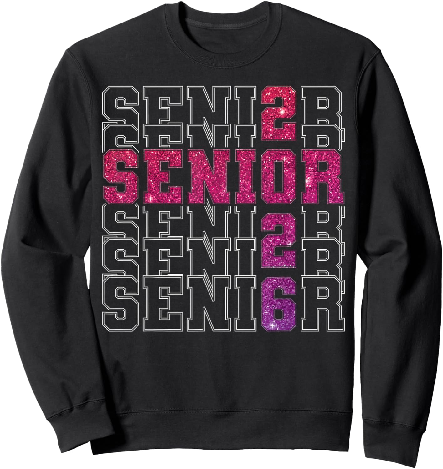 Senior 2026 Class of 2026 Graduation 2026 Pink Girl Women Sweatshirt - Sweatshirt | Black