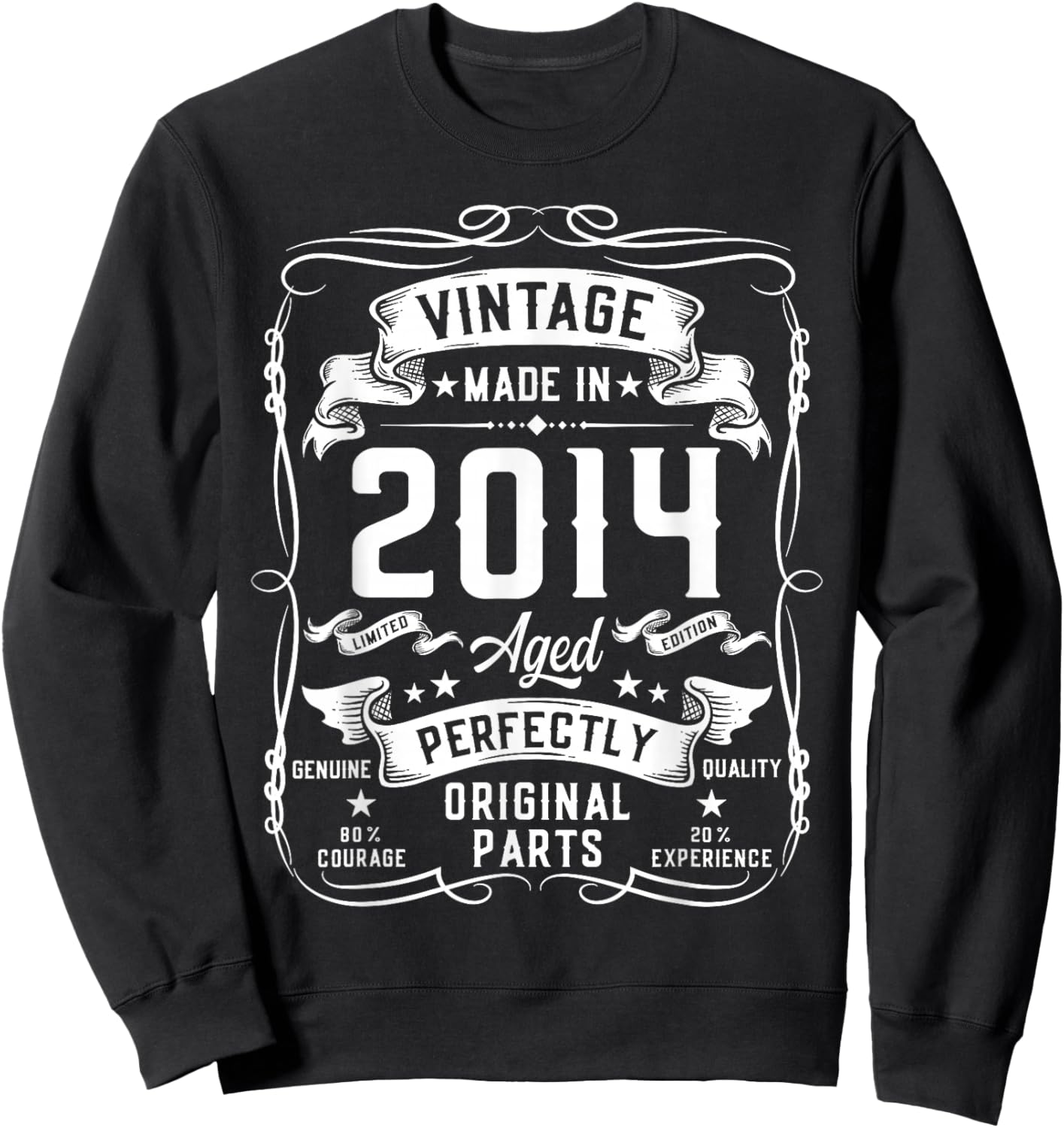Vintage 2014 12yr 12th Birthday Gifts Boys Girls 12 Year Old Sweatshirt - Sweatshirt | Black