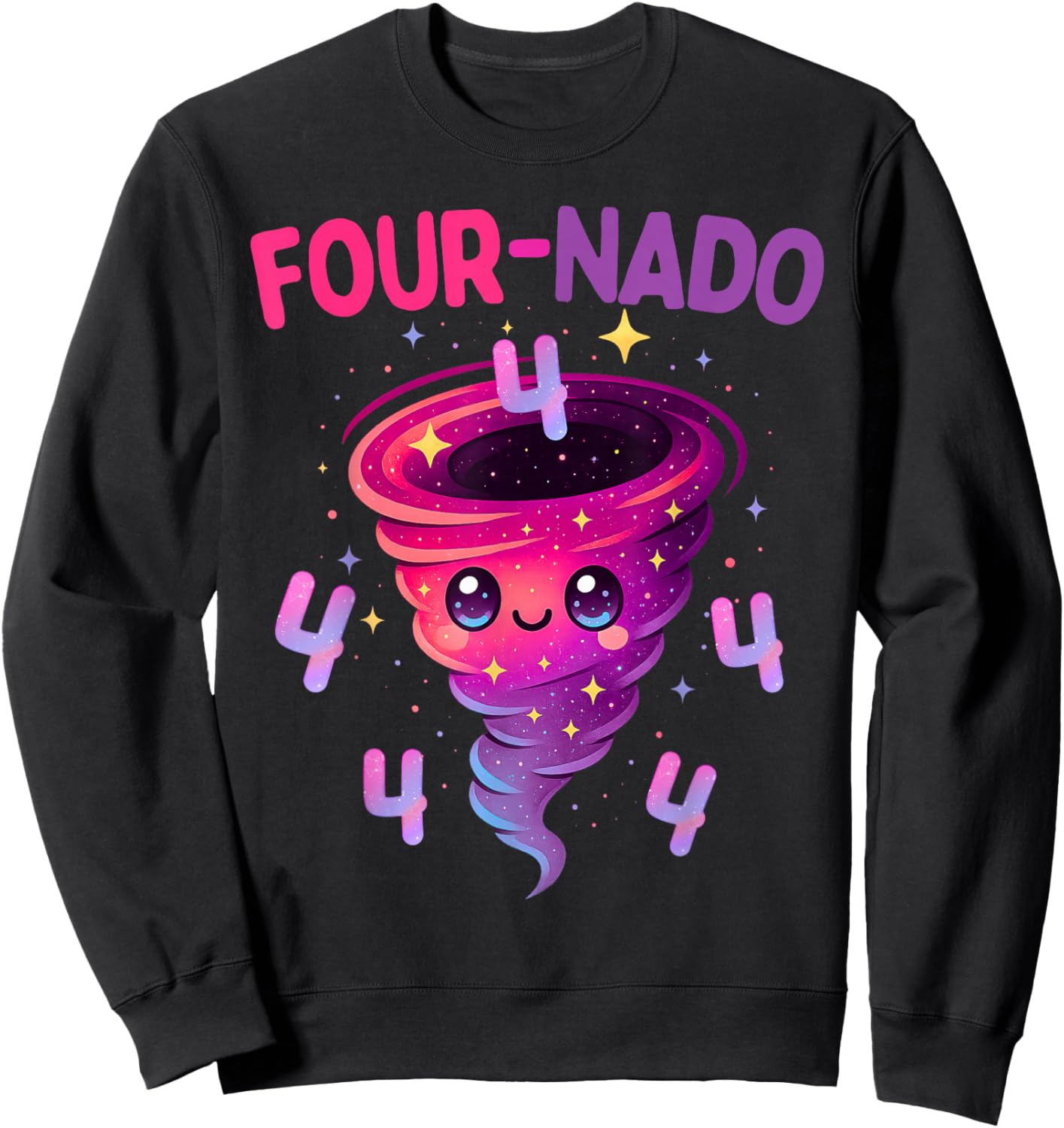 Four Nado Warning 4th Birthday Cute Tornado Themed Kids Sweatshirt - Sweatshirt | Black