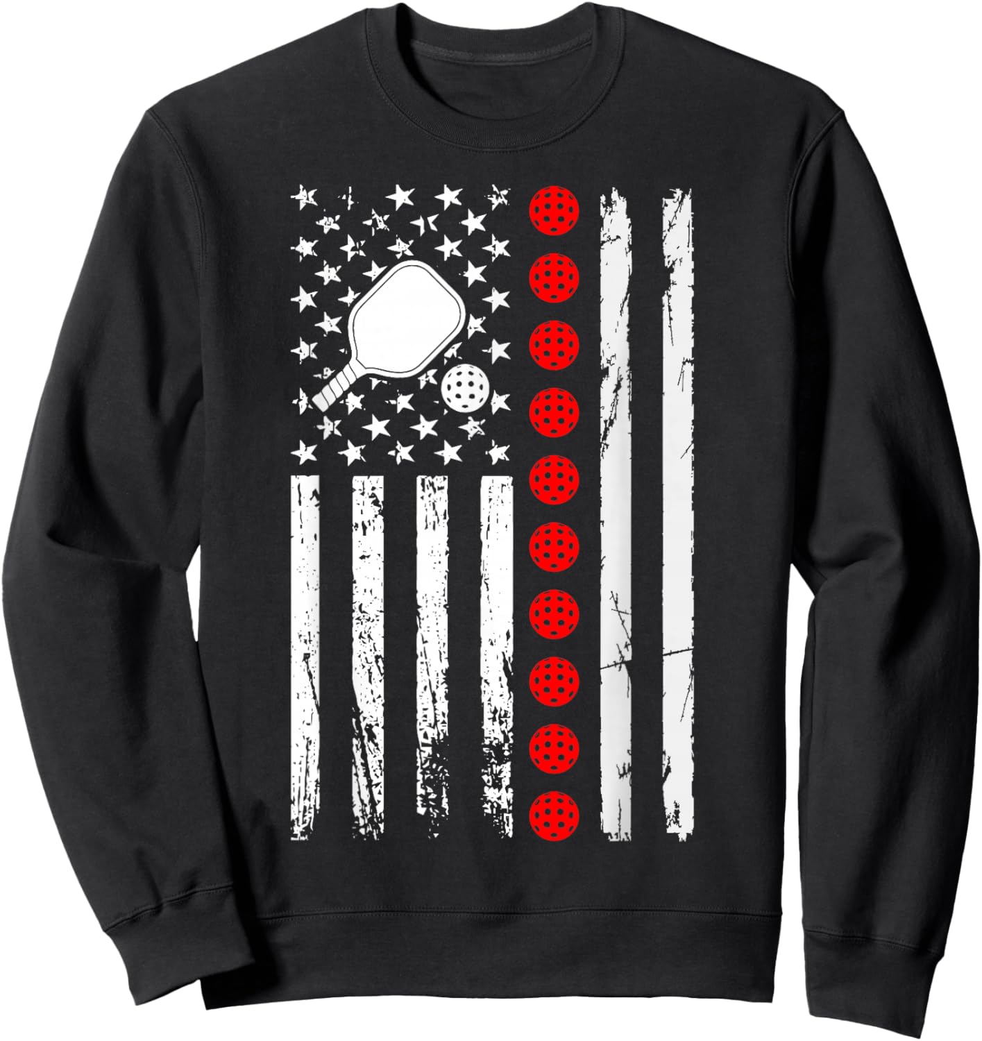 Pickleball American Flag Pickleball Player Paddleball Lover Sweatshirt - Sweatshirt | Black