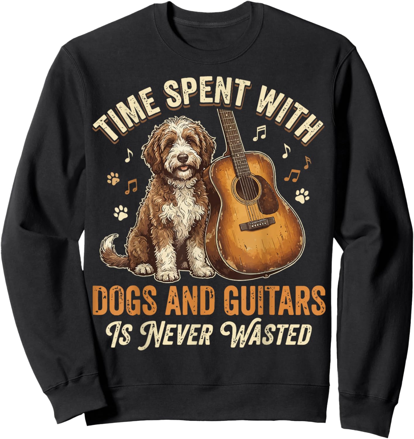 Time Spent with Dogs and Guitars is Never Wasted Sweatshirt - Sweatshirt | Black