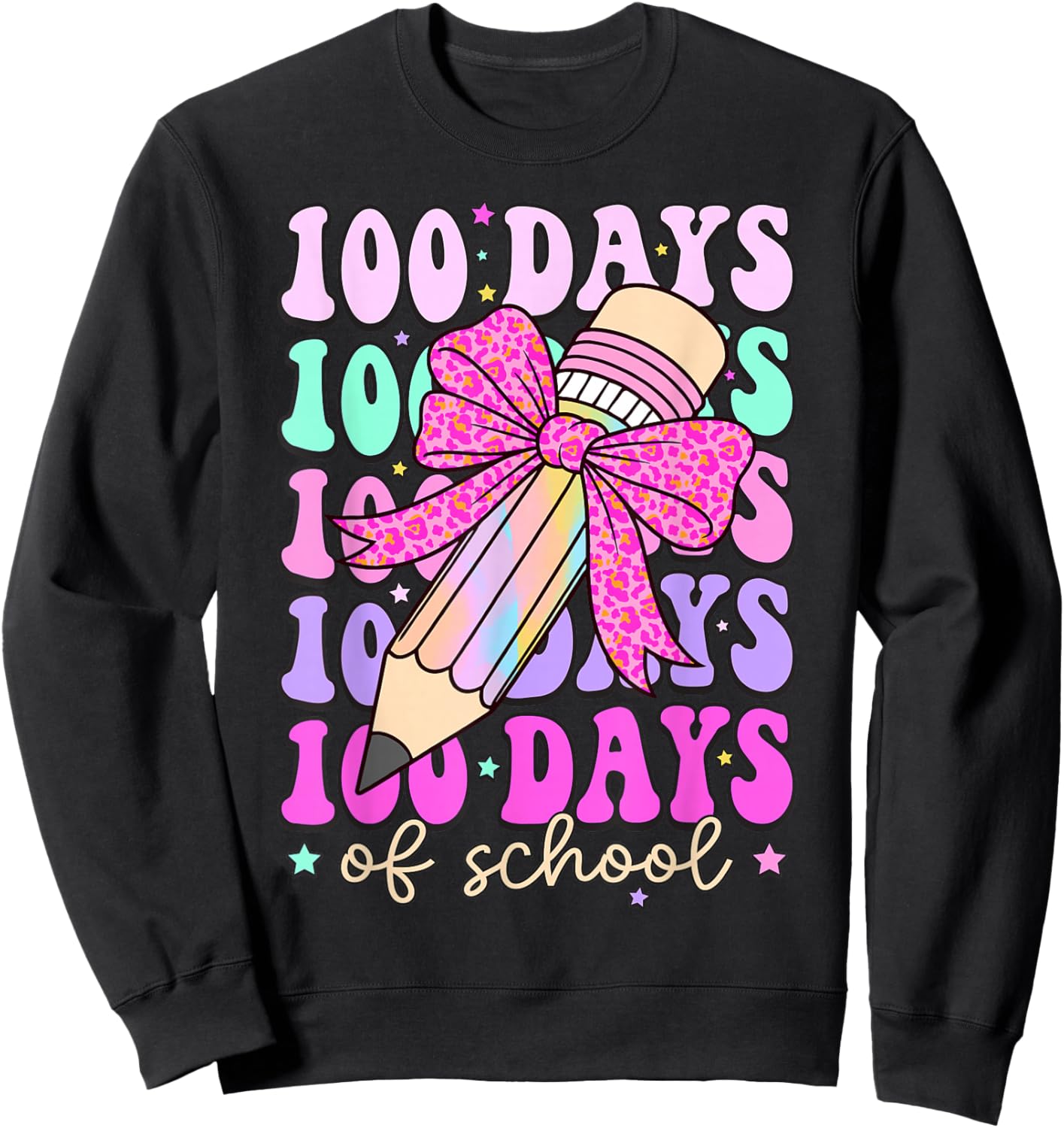 100 Days of School Girls Coquette Bow 100th Day of School Sweatshirt - Sweatshirt | Black