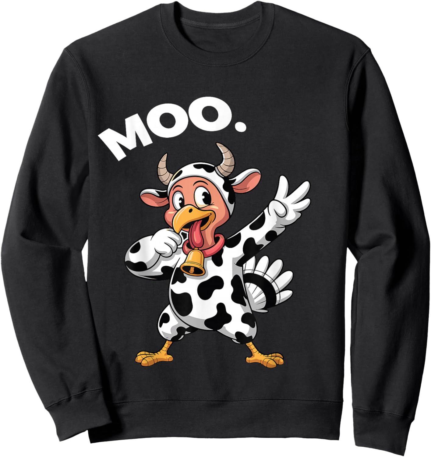 Funny Thanksgiving Shirts Dabbing Turkey moo Sweatshirt - Sweatshirt | Black