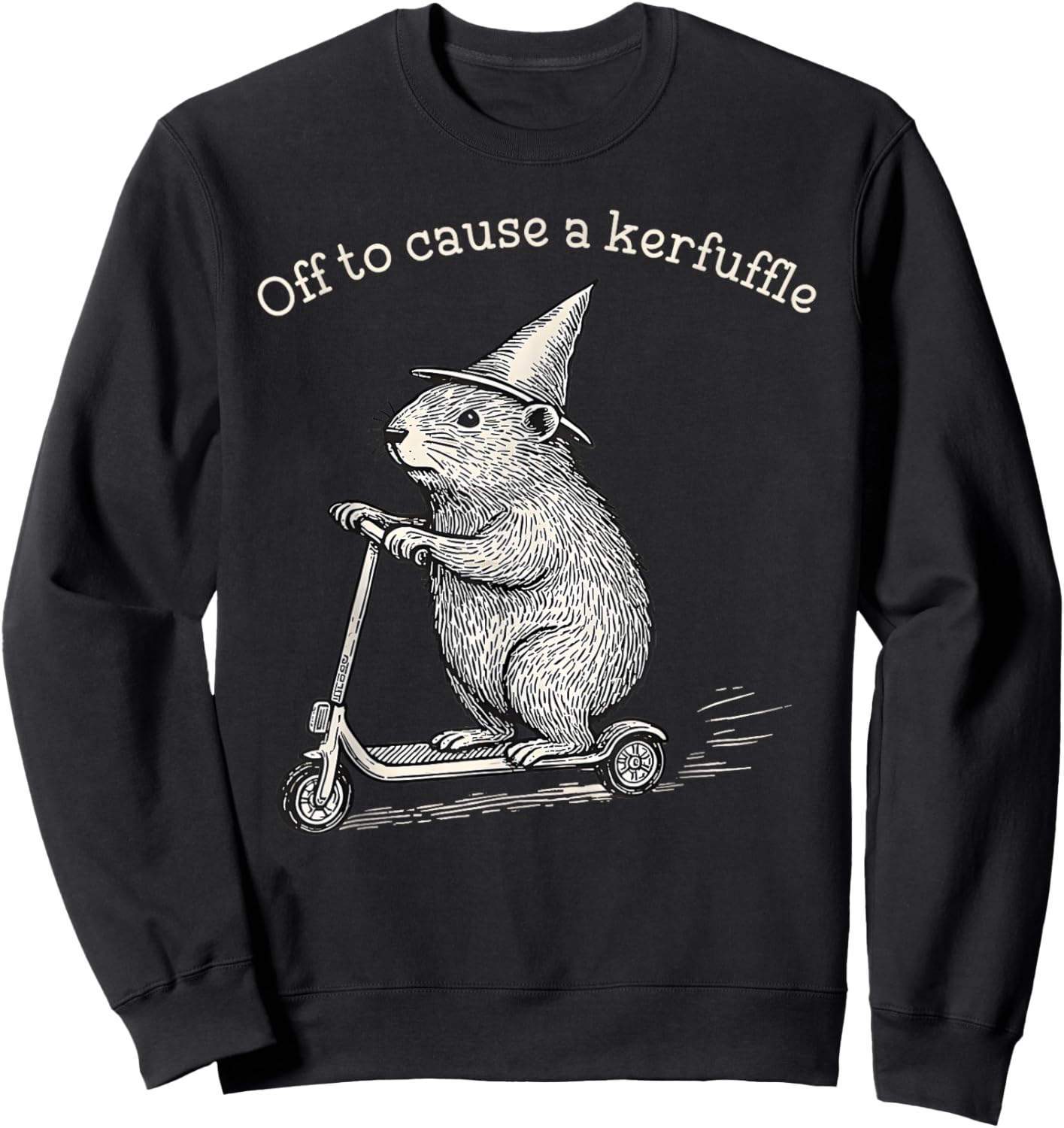 Funny Off to Cause A Kerfuffle Meme Capybara Sweatshirt - Sweatshirt | Black