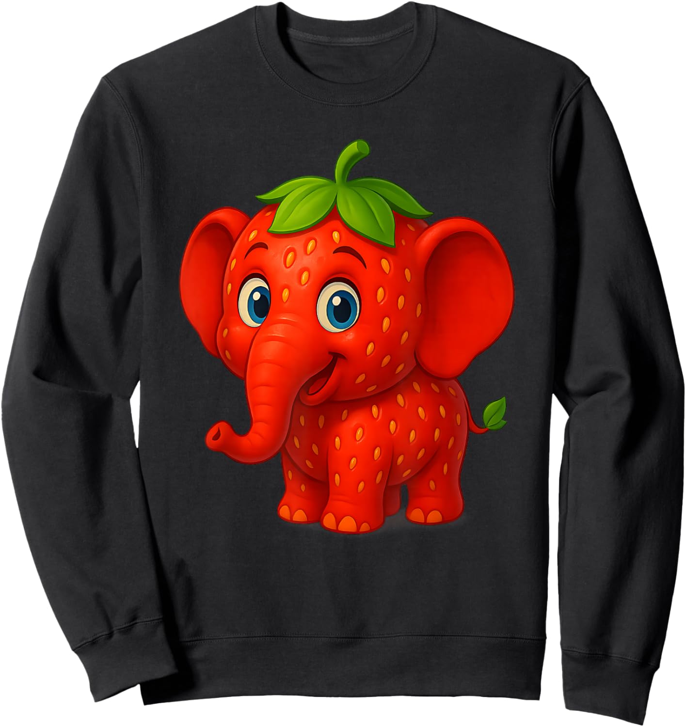Funny Italian Brainrot Meme Kids Boys Strawberry Elephant Sweatshirt - Sweatshirt | Black