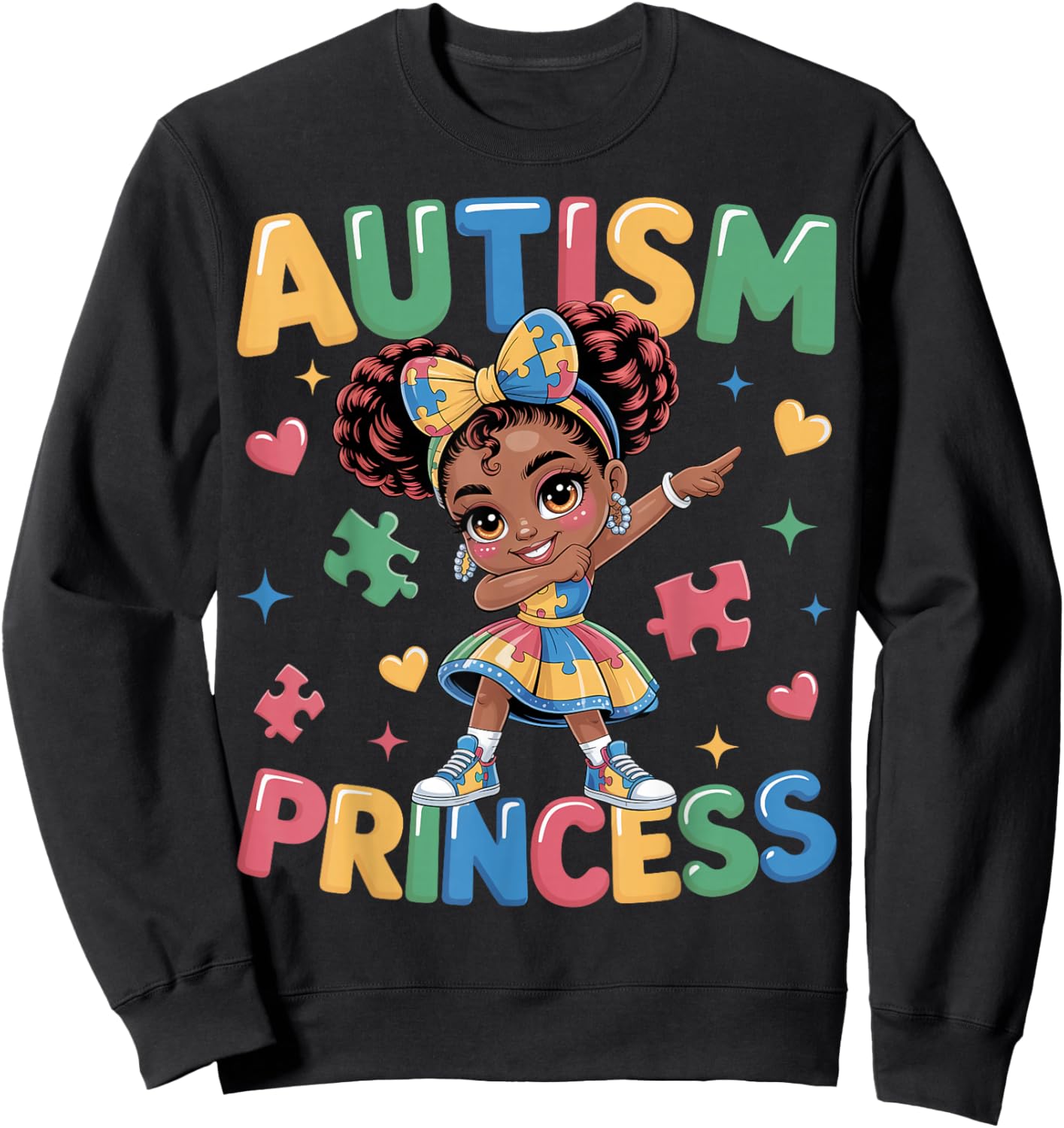 Autism Princess Coquette Bow Daughter Autism Awareness Girls Sweatshirt - Sweatshirt | Black