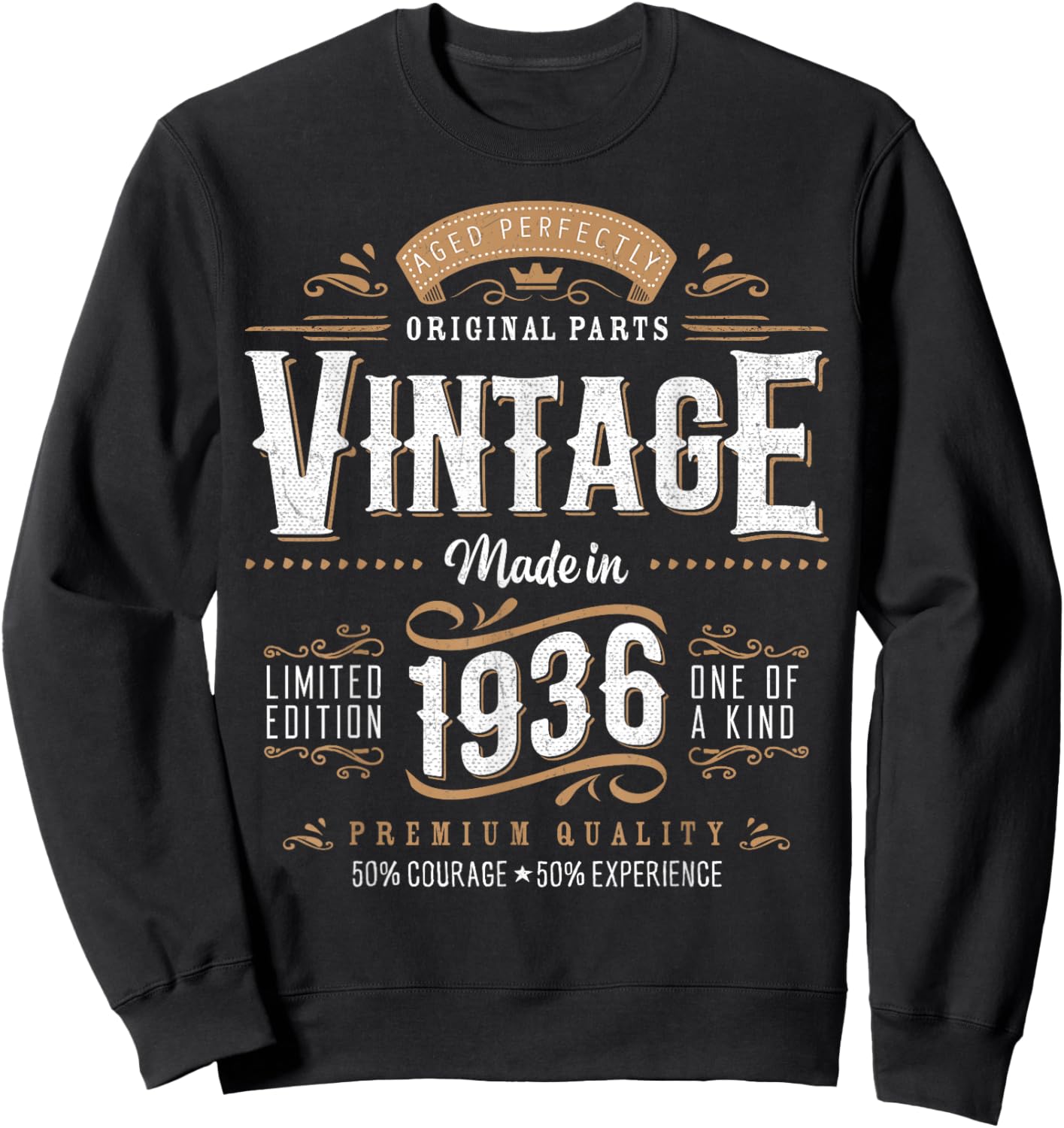 Vintage 1936 Label 90th Birthday Gift Men Women 90 Year Old Sweatshirt - Sweatshirt | Black