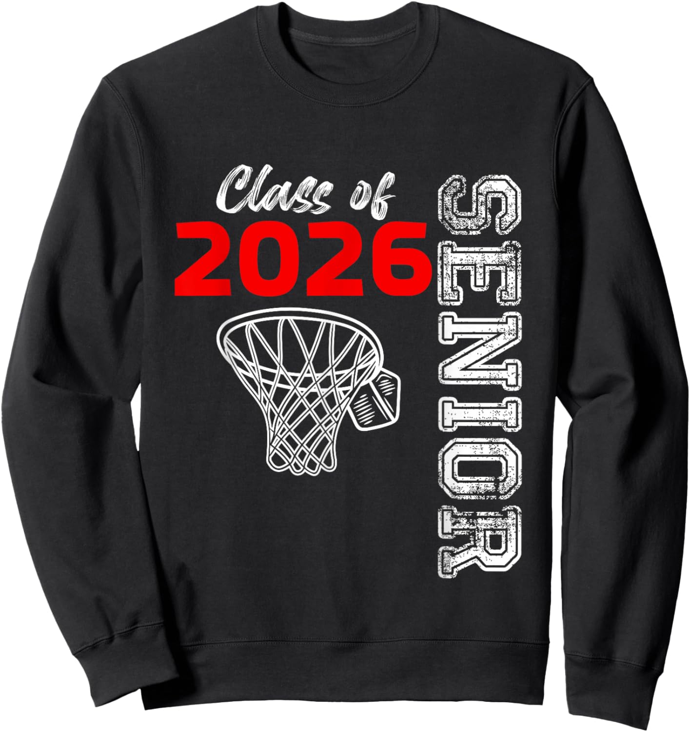 Graduate Senior Class of 2026 Basketball Player Graduation Sweatshirt - Sweatshirt | Black
