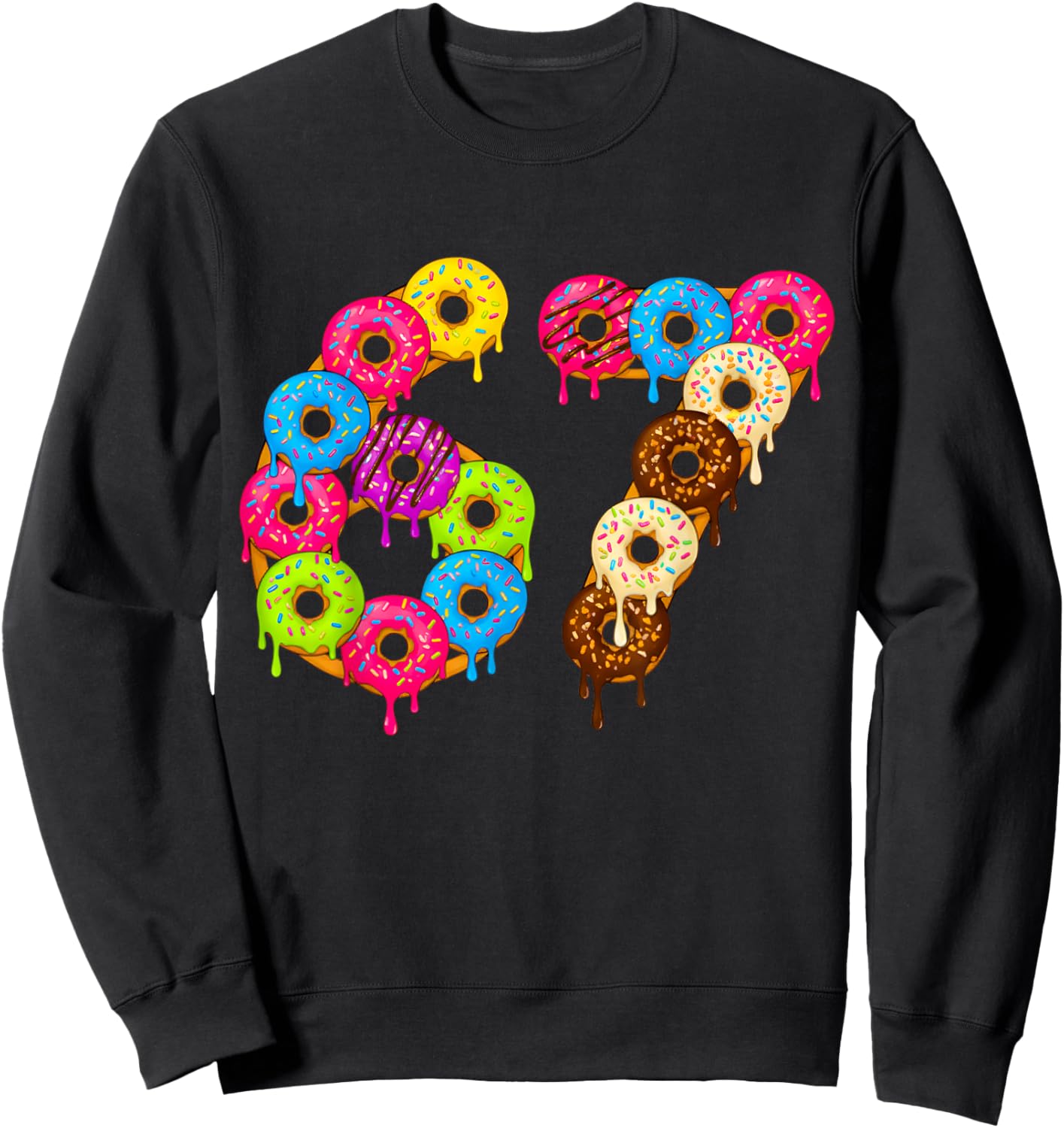 6 7 Meme Matching Love Donuts 67 Pajamas Kids Six Seven Boys Sweatshirt - Sweatshirt | Black
