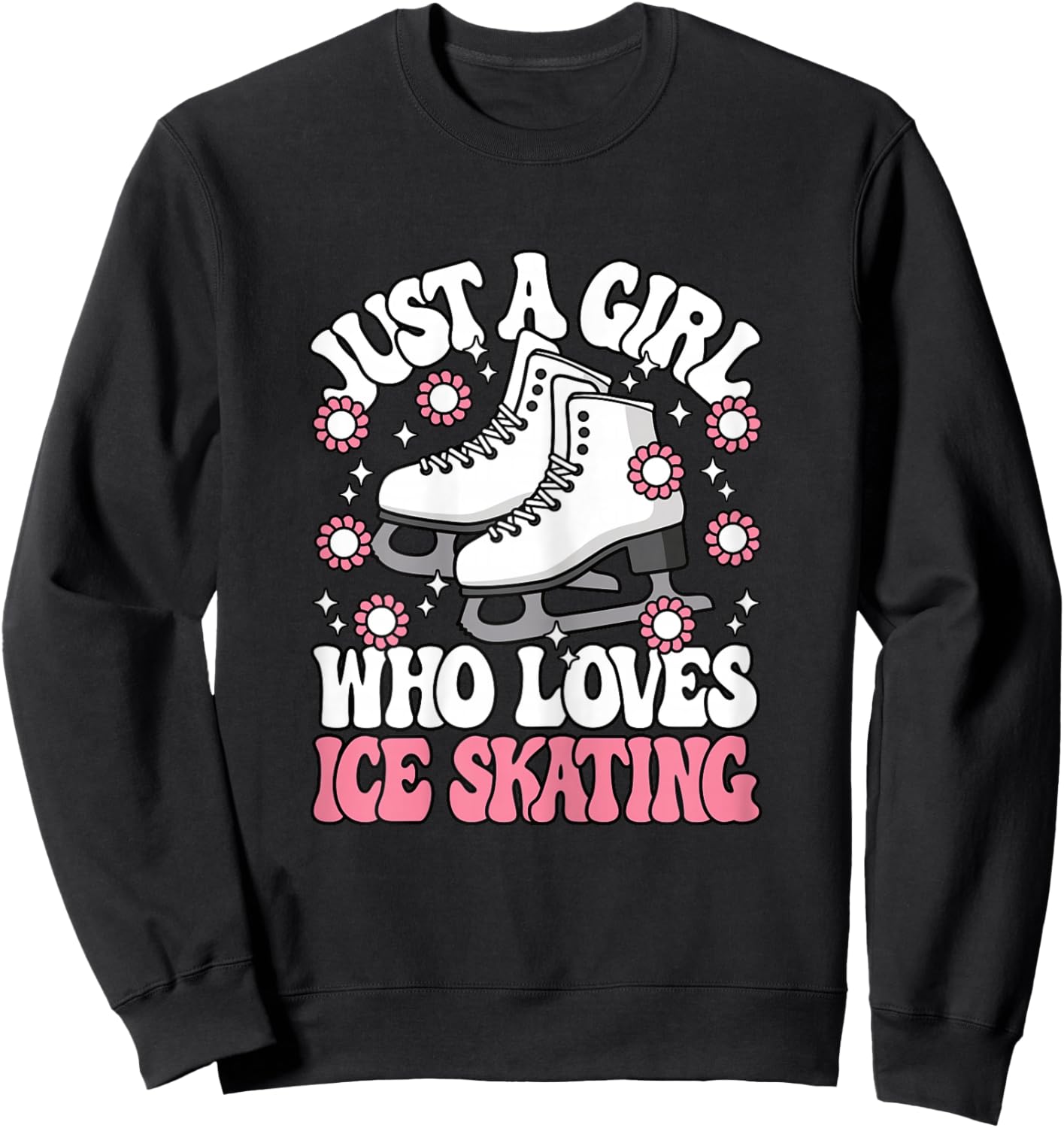 Just A Girl Who Loves Ice Skating Cute Ice Skater Girls Kids Sweatshirt - Sweatshirt | Black