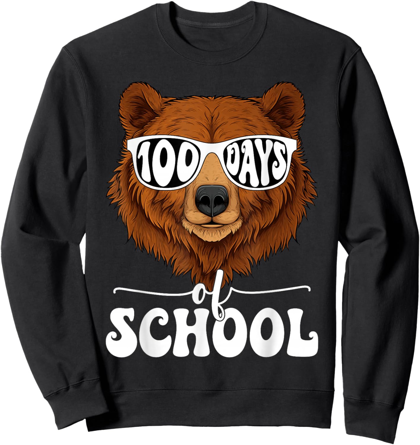 Cute 100 Days of School Bear 100th Day of School Boys Kids Sweatshirt - Sweatshirt | Black