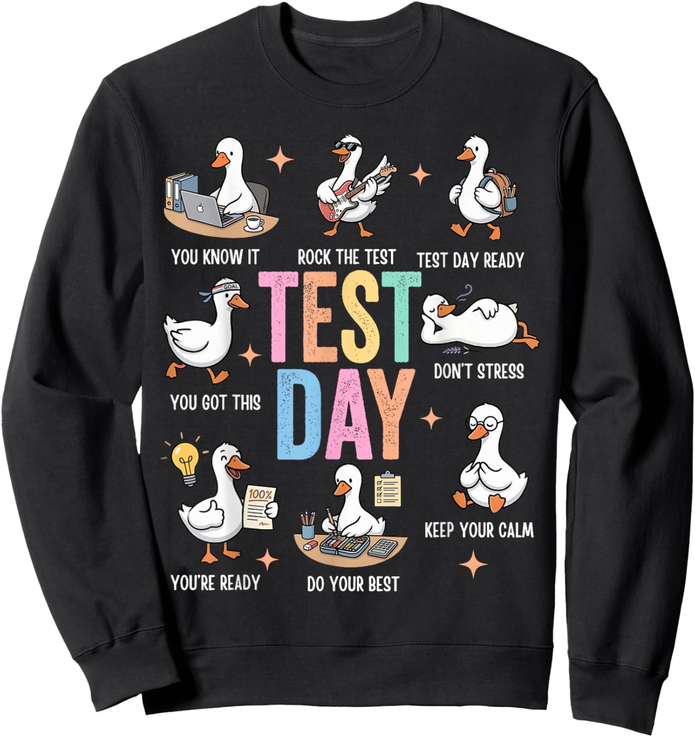Funny Test Day Goose Testing Day STAAR Day Teacher Student Sweatshirt - Sweatshirt | Black