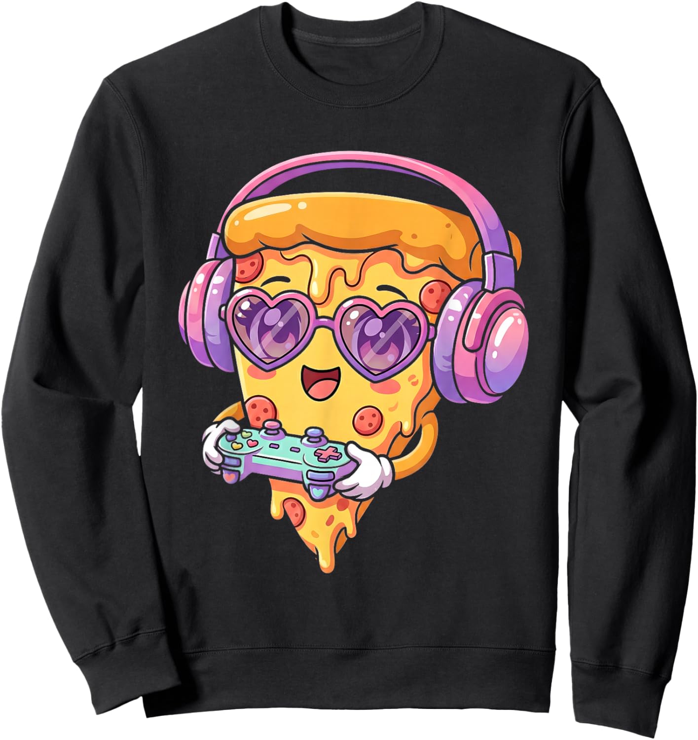 Gamer Pizza Slice Video Gaming Girl Enthusiast Gamer Teen Sweatshirt - Sweatshirt | Black