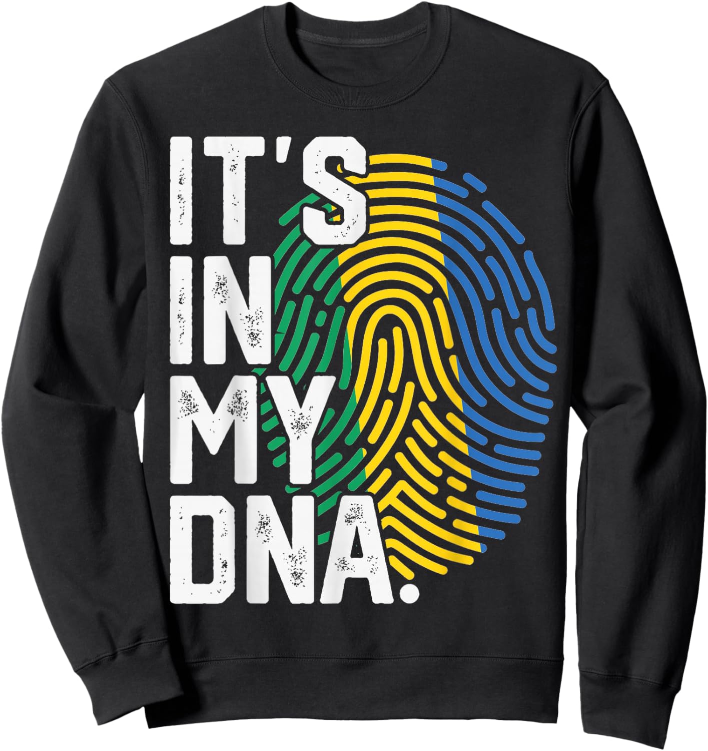Gabon Roots Flag Fingerprint Graphic Patriotic Sweatshirt - Sweatshirt | Black