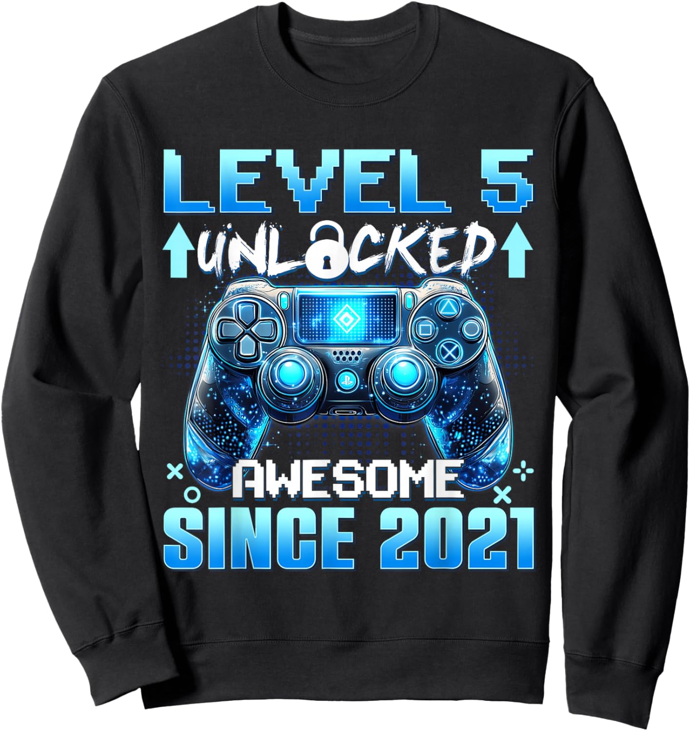 5 Years Old Level 5 Unlocked Awesome 2021 5th Birthday Boys Sweatshirt - Sweatshirt | Black