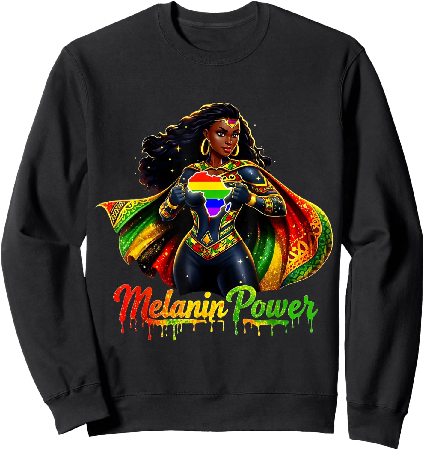 African Pride Strong Melanin Queen Black Woman Sweatshirt - Sweatshirt | Black
