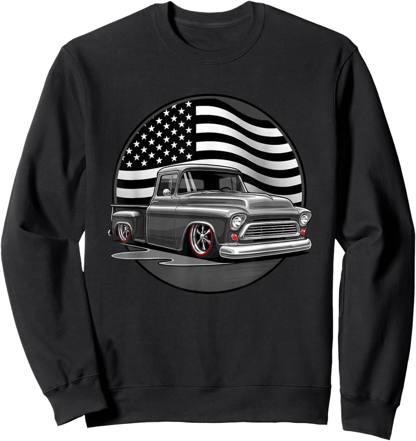 Trucks & Off-Road Classic Lowrider Pickup with American-So Sweatshirt - Sweatshirt | Black