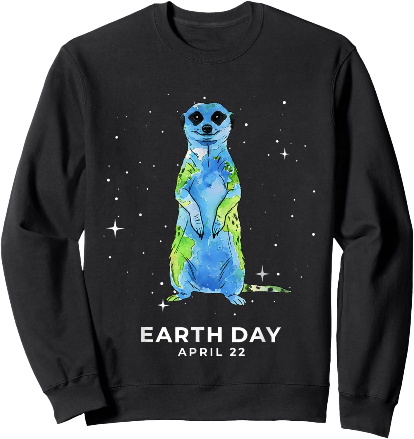Earth Day 2026 Meerkat Art Sweatshirt - Sweatshirt | Black
