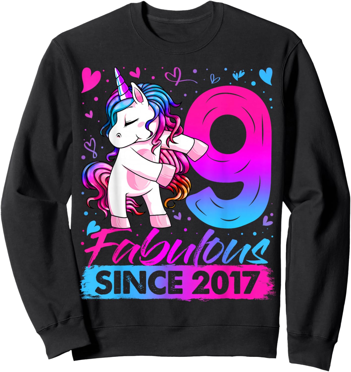 9th Birthday Shirt Girl 9 Year Old Gifts 9 Birthday Girl Sweatshirt - Sweatshirt | Black