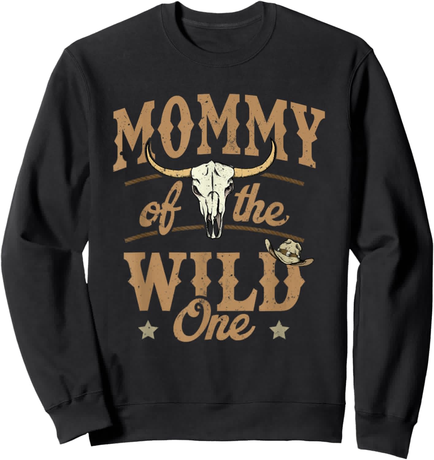Mommy of The Wild One Cowboy Western Rodeo Party Matching Sweatshirt - Sweatshirt | Black
