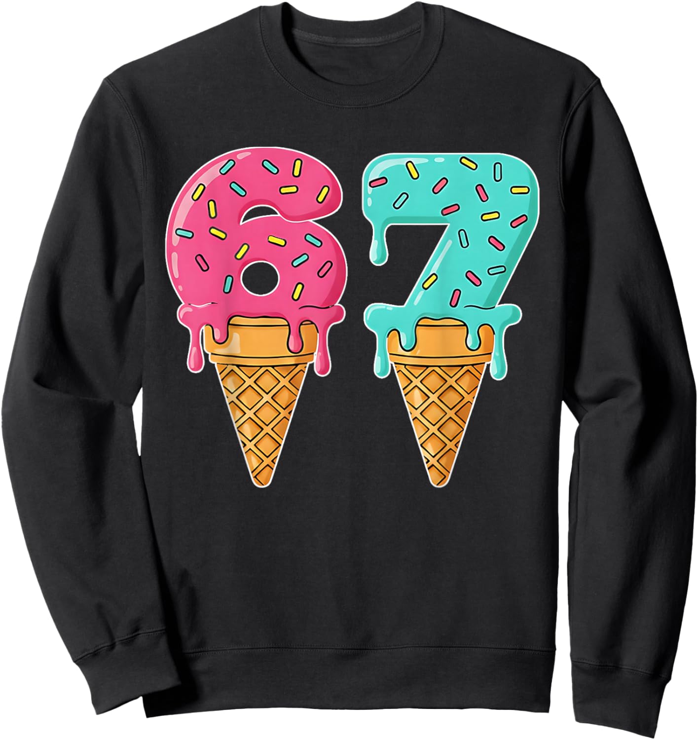 Baseball Drip Ice Cream 67 Baseball Sweatshirt - Sweatshirt | Black