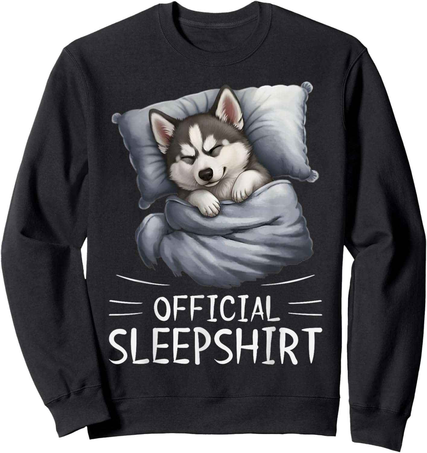 Siberian Husky Dog Official Sleepshirt Pajamas Nightgown Sweatshirt - Sweatshirt | Black