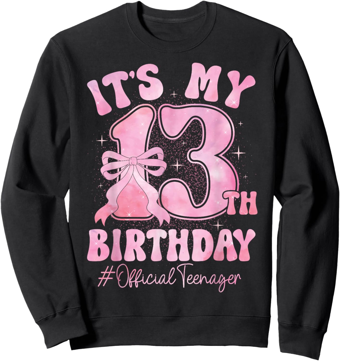 13 Year Old Coquette Bow Official Teenager 13th Birthday Sweatshirt - Sweatshirt | Black