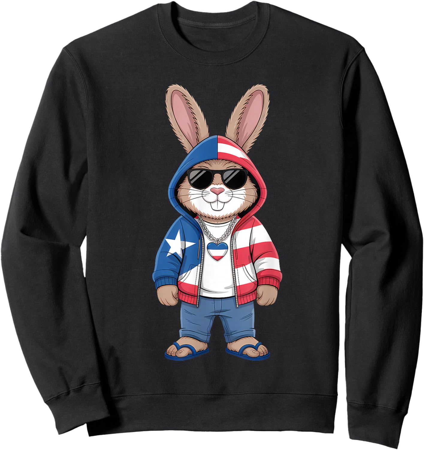 Puerto Rico Flag Rabbit Puerto Rican Bunny Sweatshirt - Sweatshirt | Black