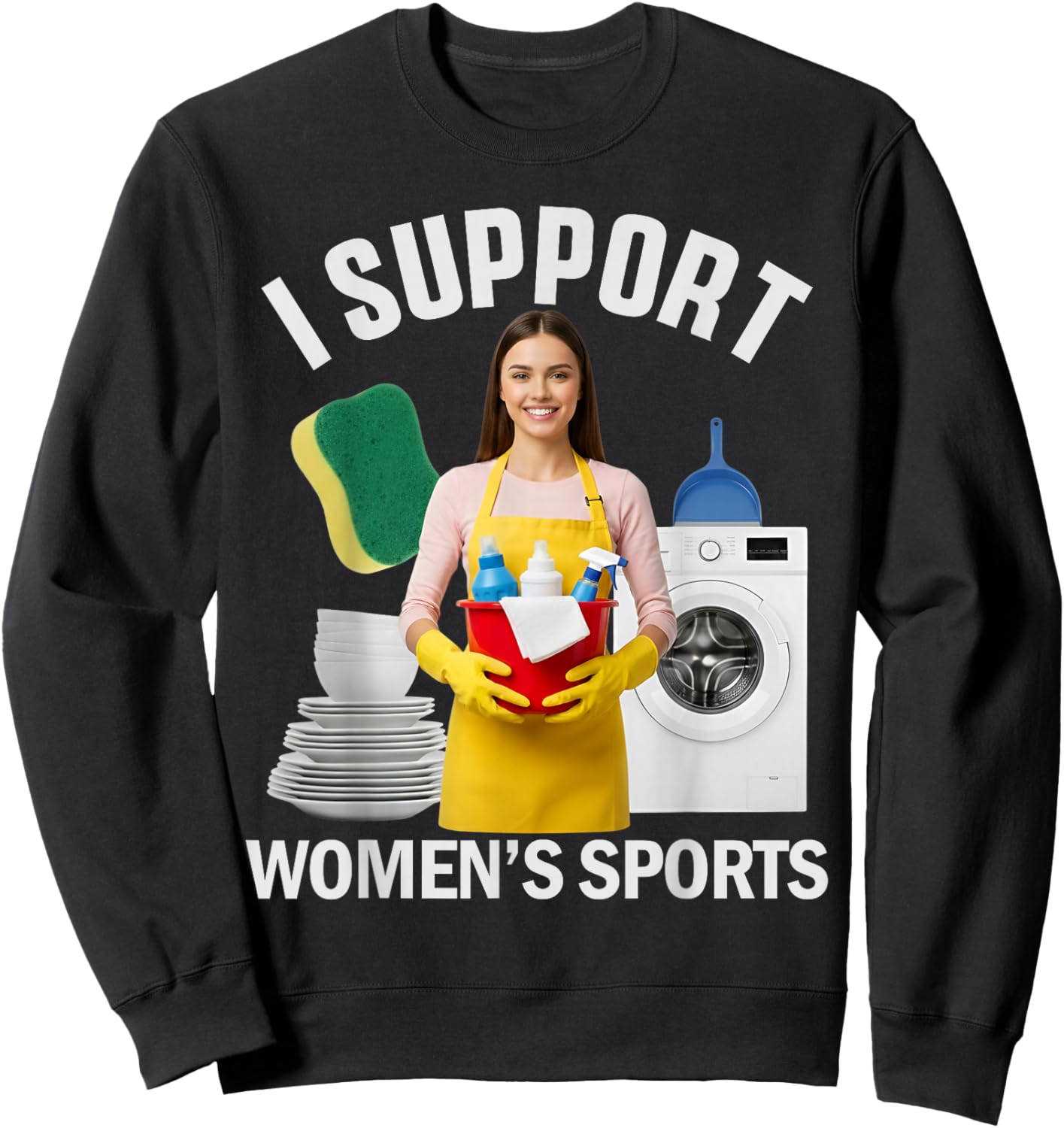 I Support Women's Sports Unwearable Aduld Humor Bootleg Sweatshirt - Sweatshirt | Black