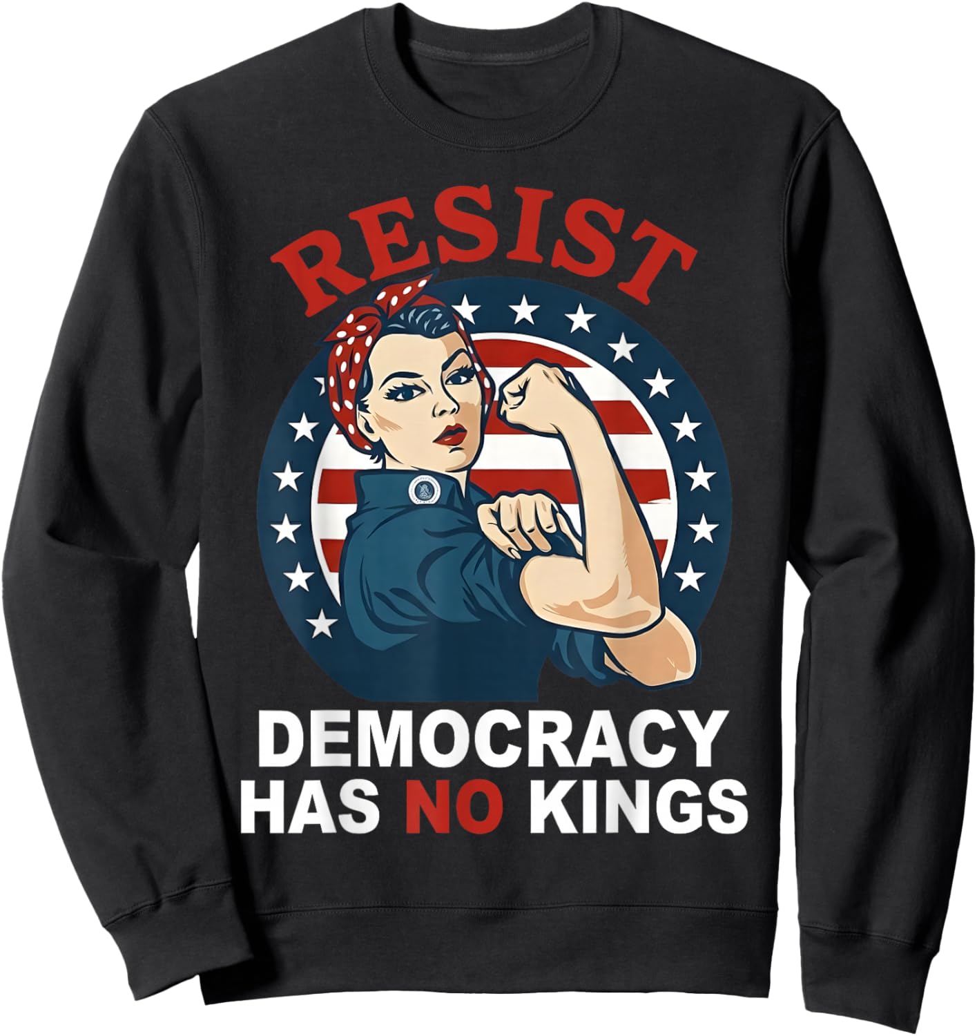 Resist Democracy Has No Kings Woman's Girl America Flag Sweatshirt - Sweatshirt | Black