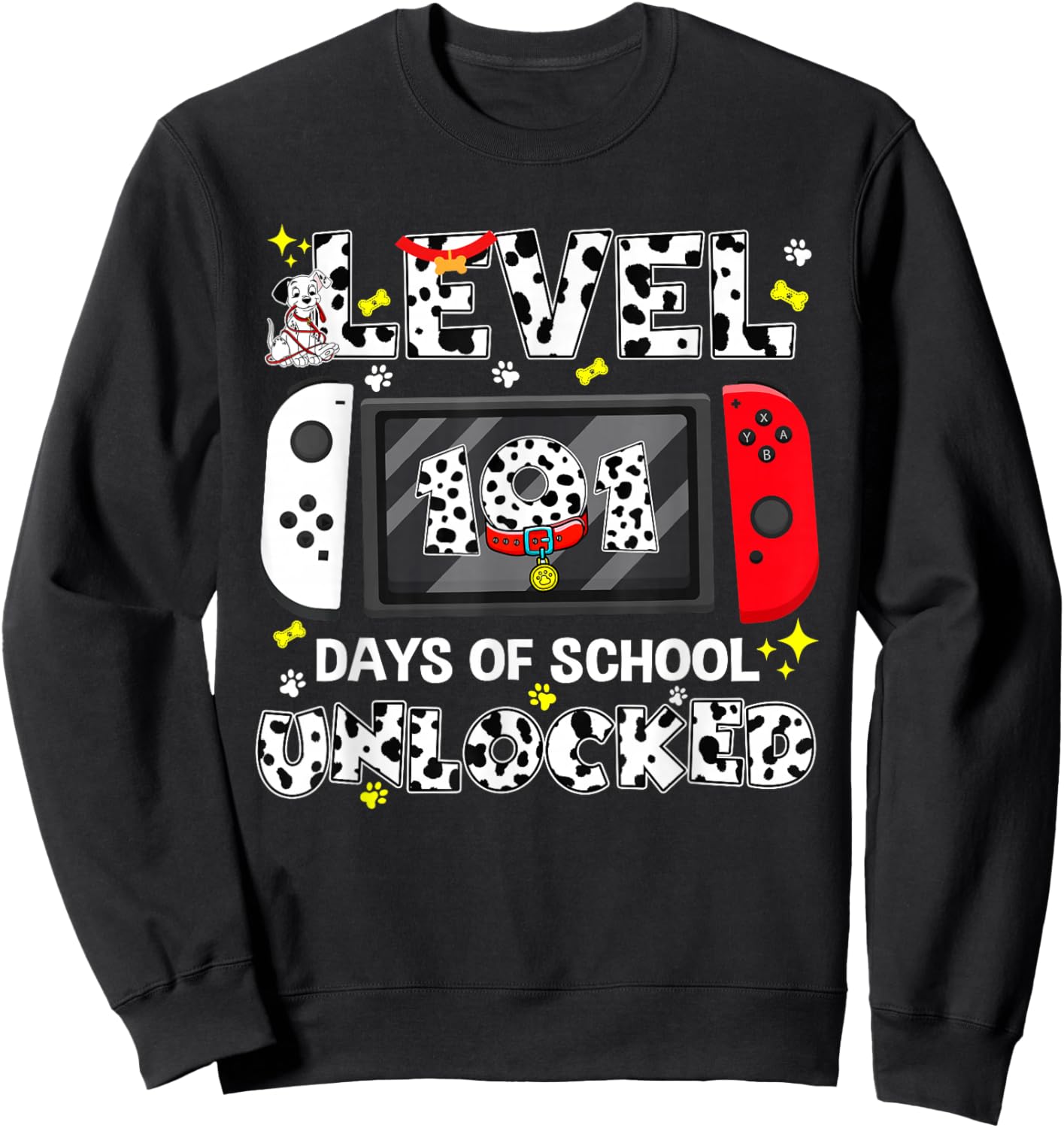Level 101 Days School Unlocked 100 Days Game Controller Sweatshirt - Sweatshirt | Black
