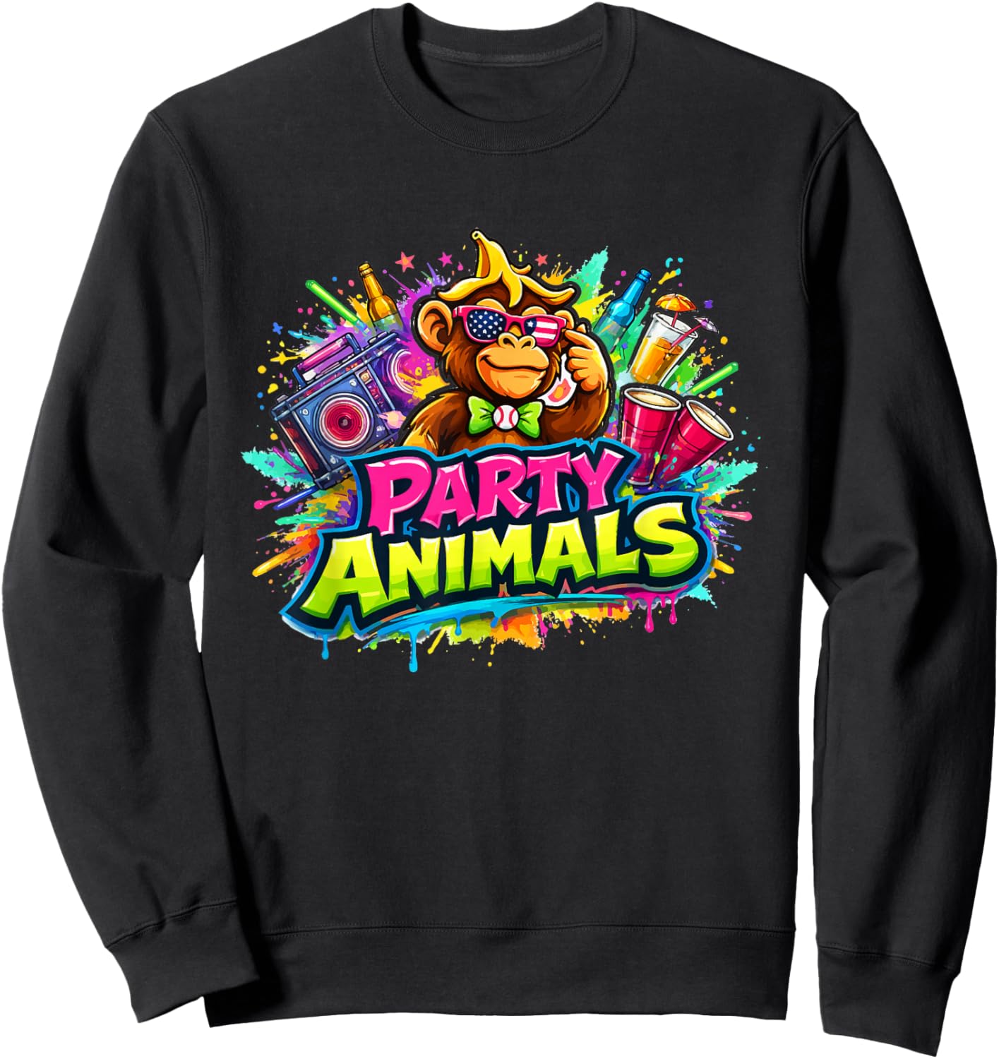 Party Animals Basebal Sweatshirt - Sweatshirt | Black