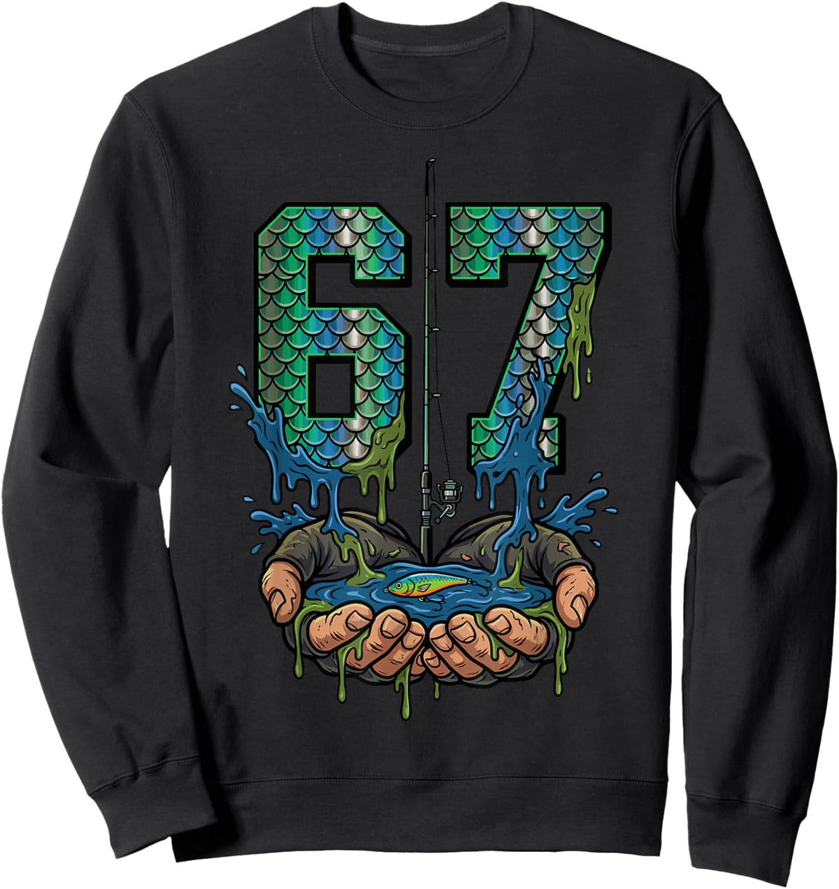 Fishing 67 Six Seven Fishermen Sweatshirt - Sweatshirt | Black