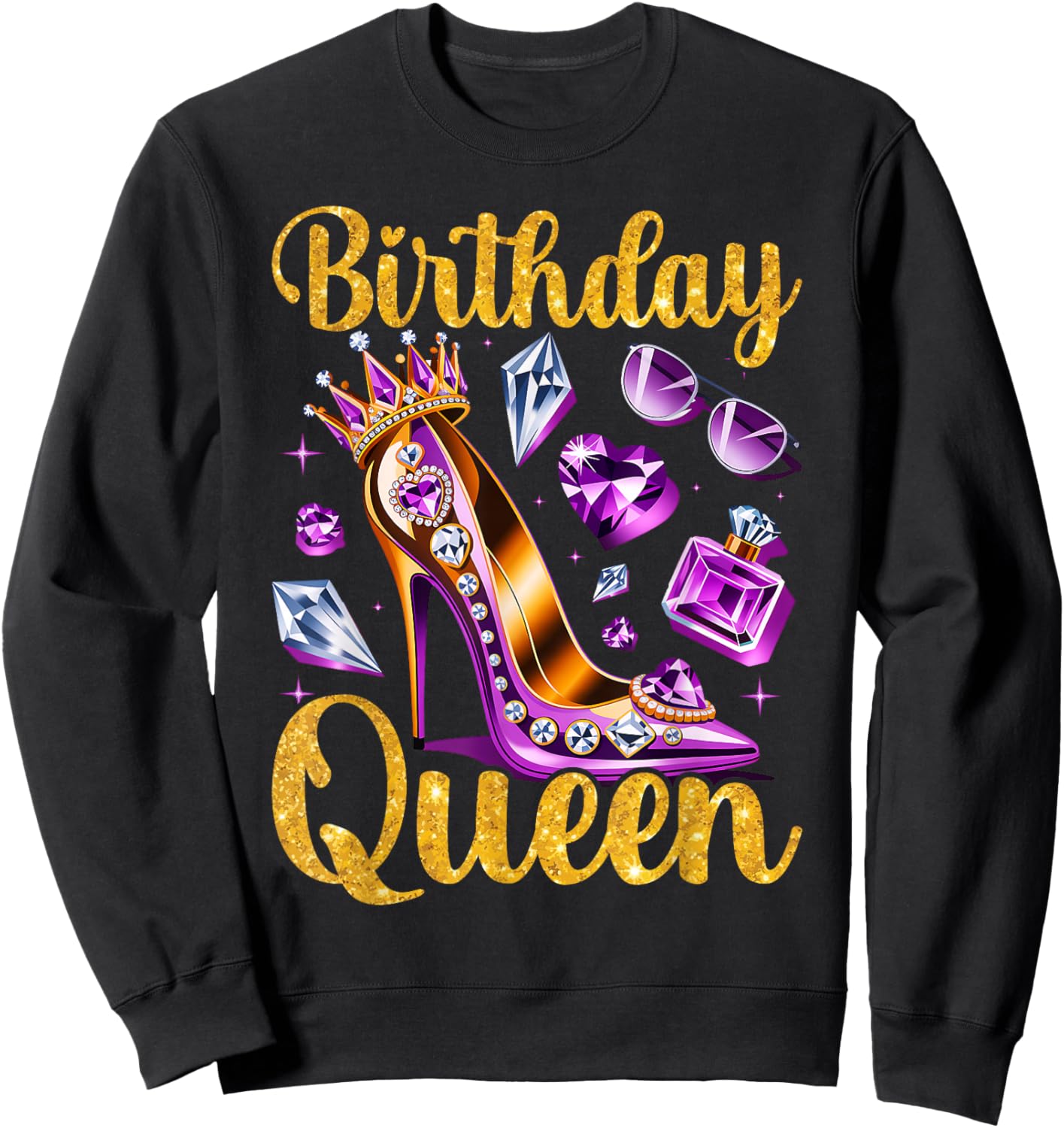 Queen Happy Birthday Party Girls Women Sweatshirt - Sweatshirt | Black