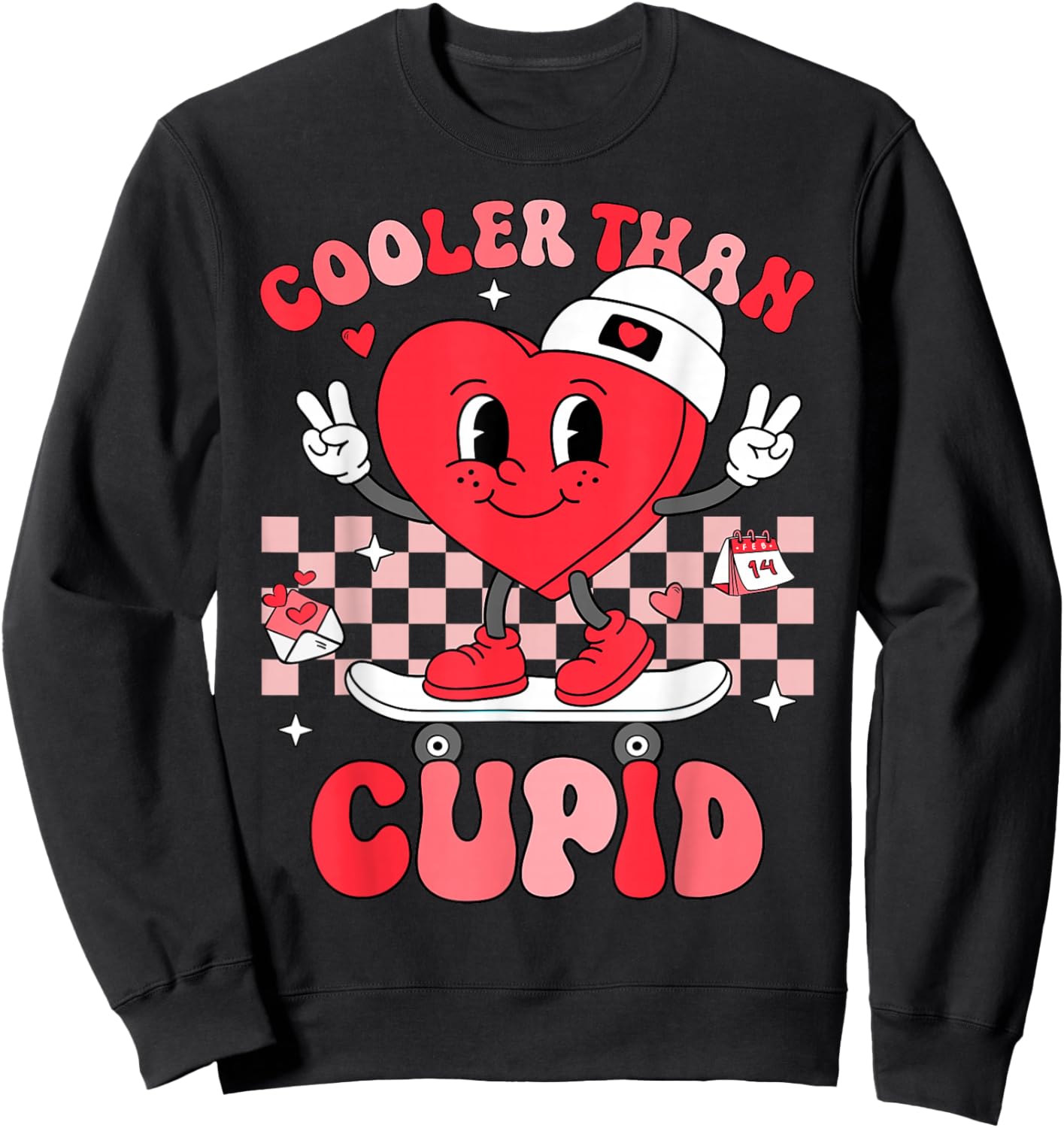 Cooler Than Cupid Valentines Day for Teens Kids Boys Girls Sweatshirt - Sweatshirt | Black