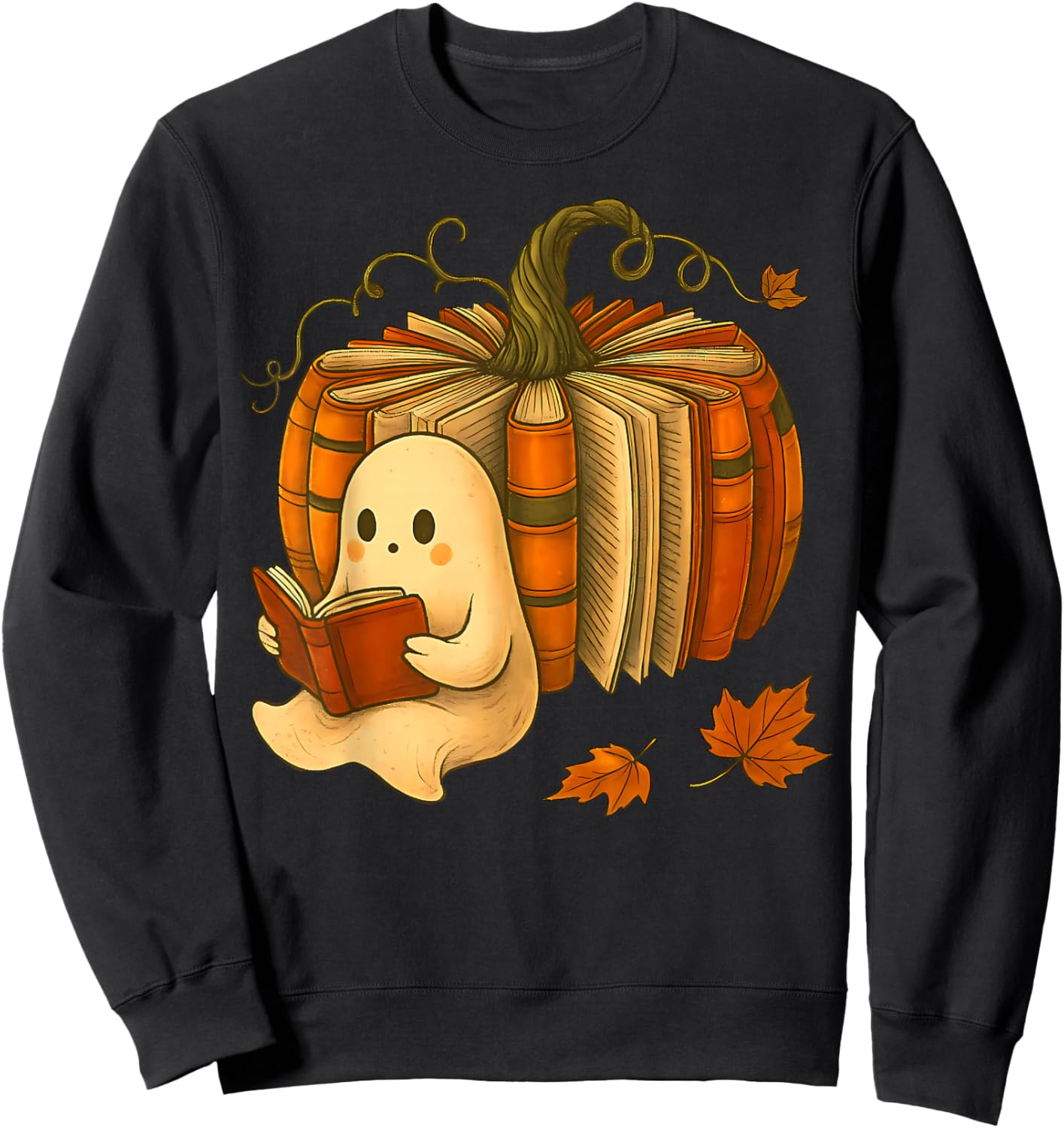 Vintage Book Pumpkin Autumn Fall Librarians Bookworm Teacher Sweatshirt - Sweatshirt | Black