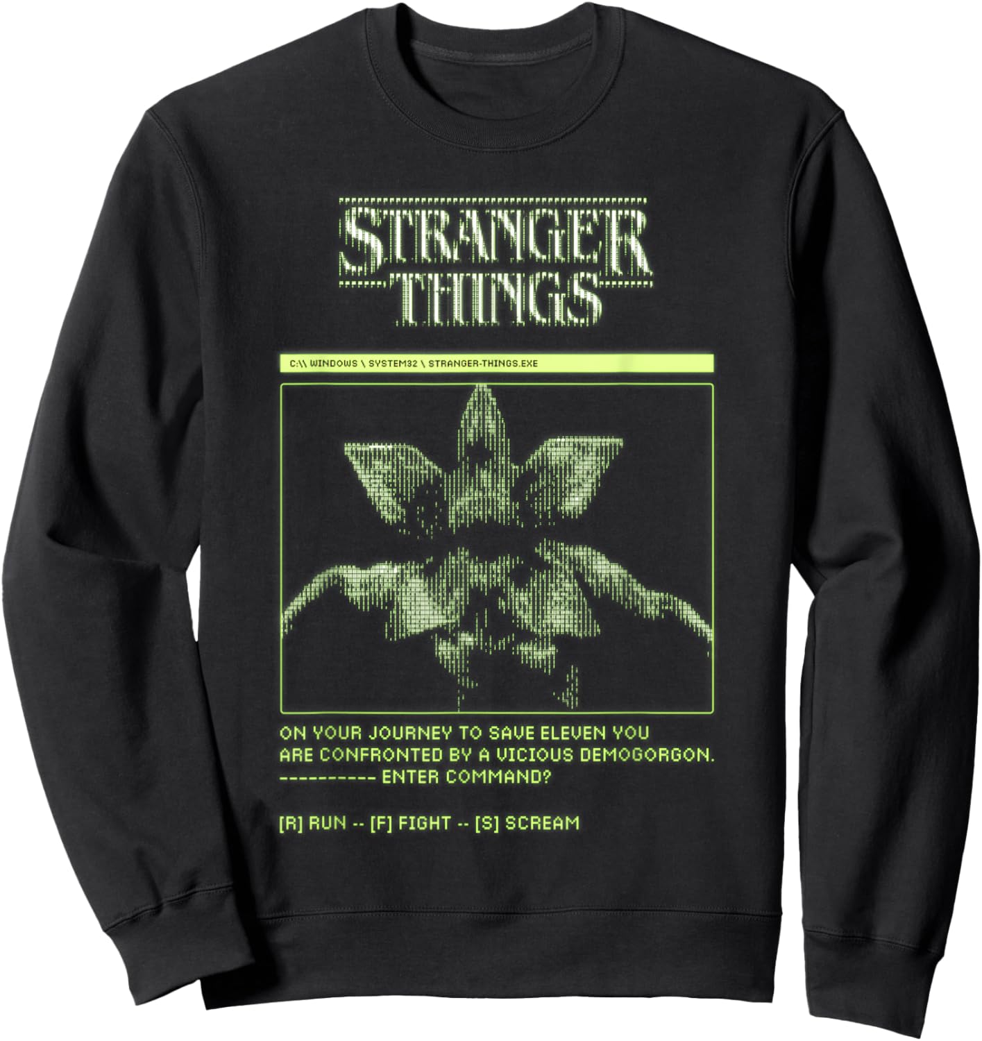 Stranger Things Season 5 Retro Computer Game Demogorgon Sweatshirt - Sweatshirt | Black