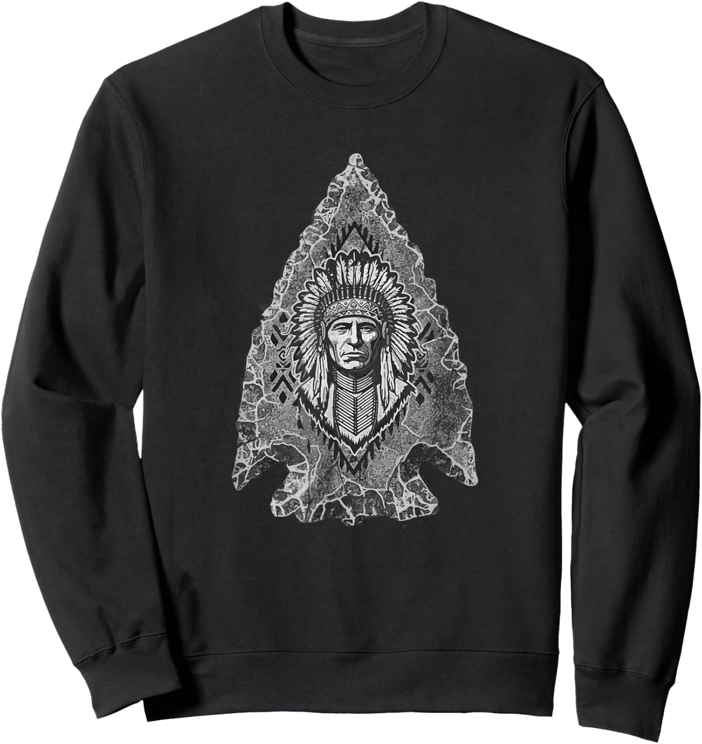 Arrowhead Hunter Indian Chief Relic Hunting Native American Sweatshirt - Sweatshirt | Black