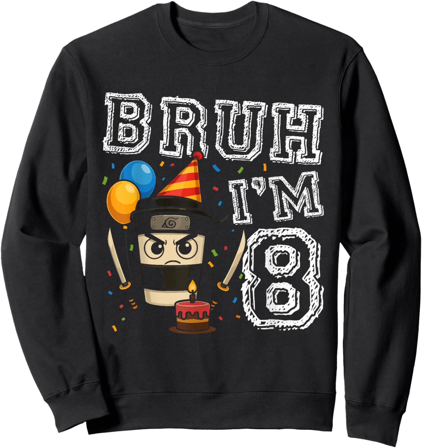 Cappuccino Assassino Bruh I'm 8 Age 8th Kids Boys Girls Sweatshirt - Sweatshirt | Black